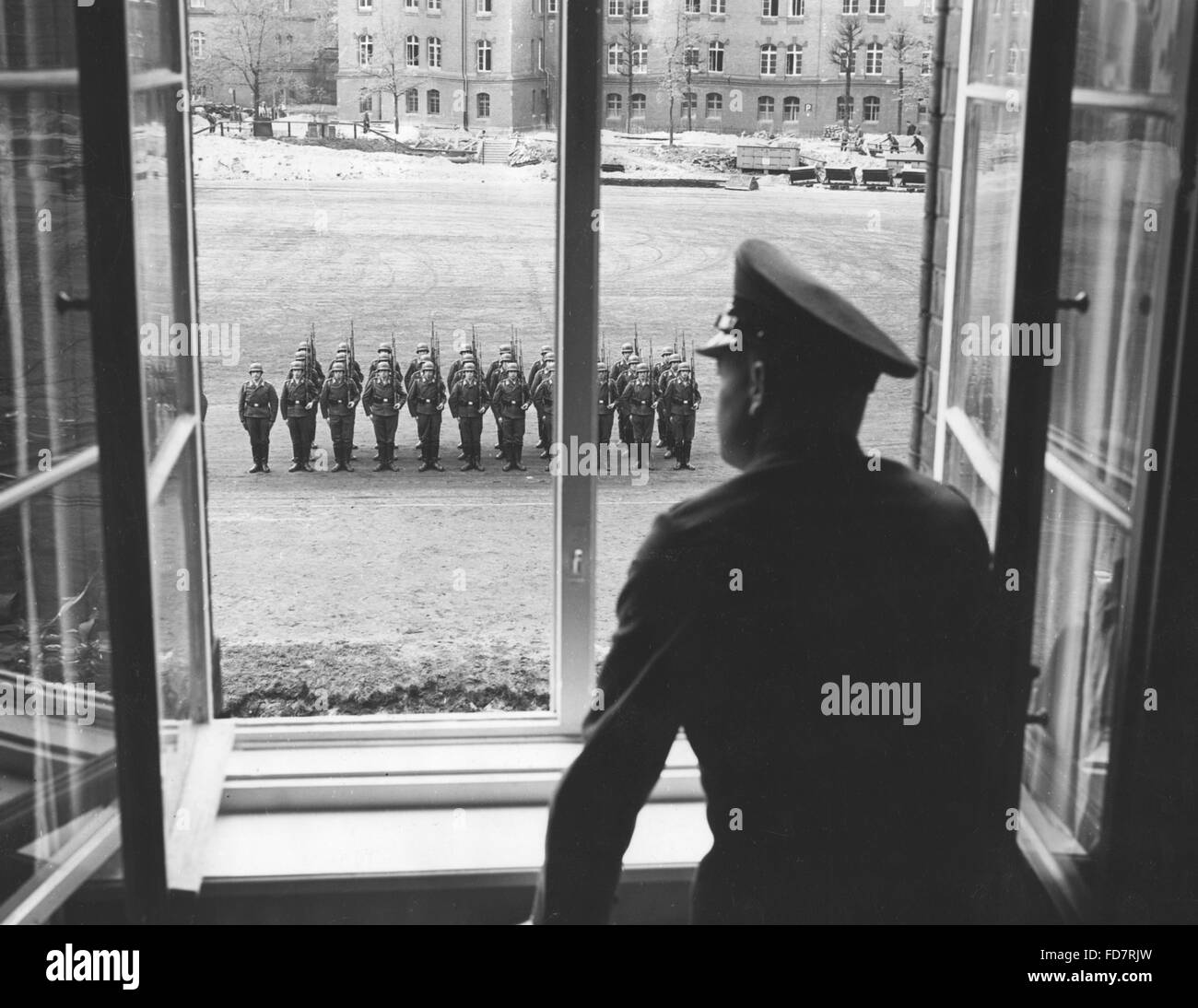 Parade ground drill at a unit of the Luftwaffe, 1939 Stock Photo