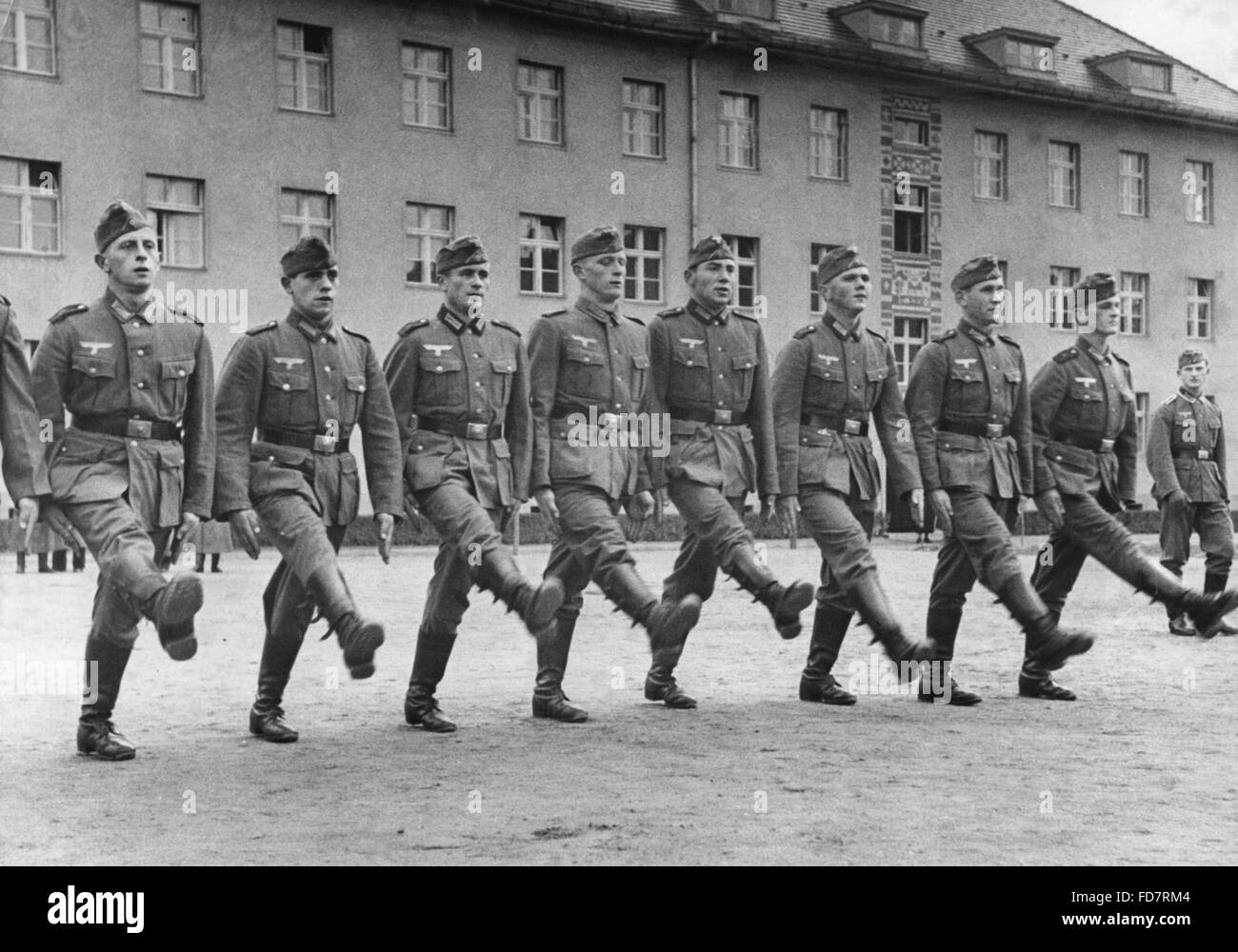 Parade ground drill of the Panzer Lehr Division in Wunsdorf, 1938 Stock Photo