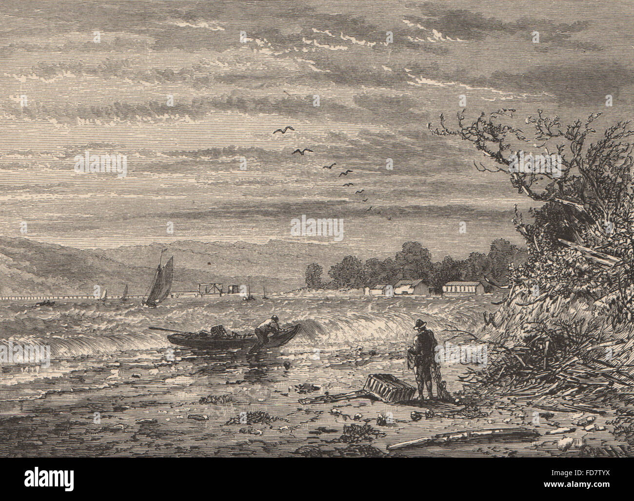 MARYLAND: Scene on the Patapsco, antique print 1874 Stock Photo