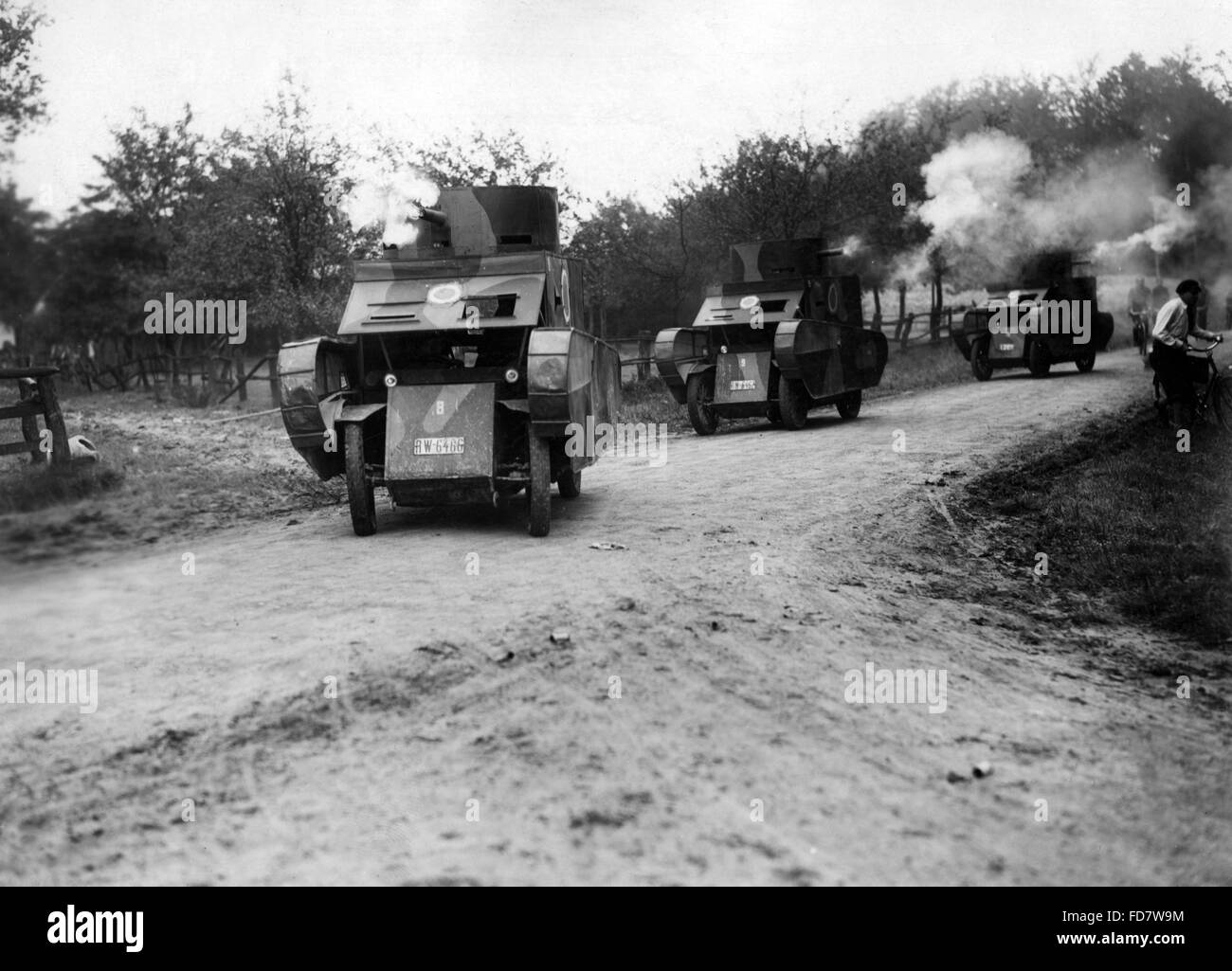 Reichswehr maneuvers with dummy tanks, 1930 Stock Photo