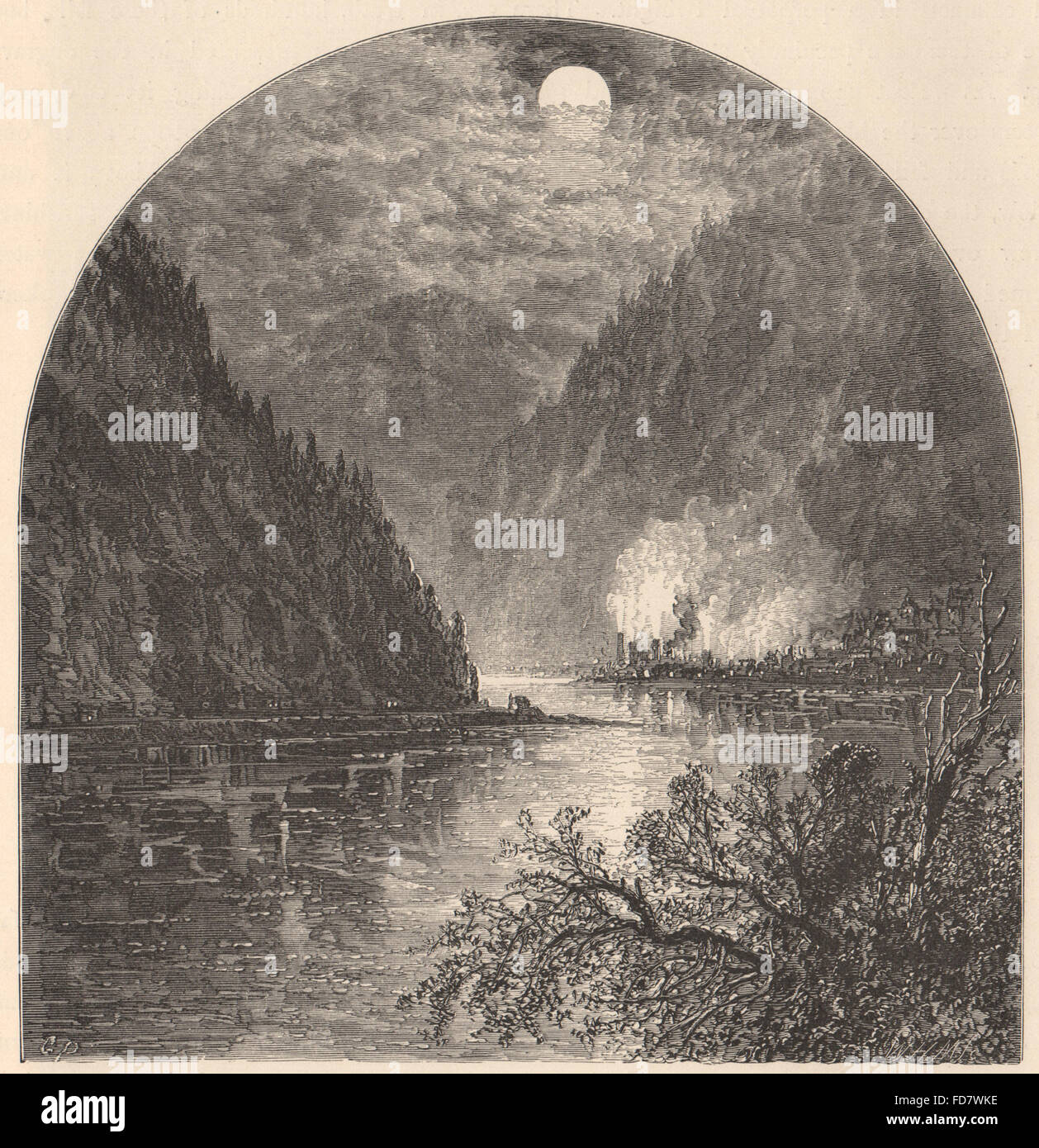 DUNCANNON: Mouth of the Juniata. Pennsylvania, antique print 1874 Stock Photo