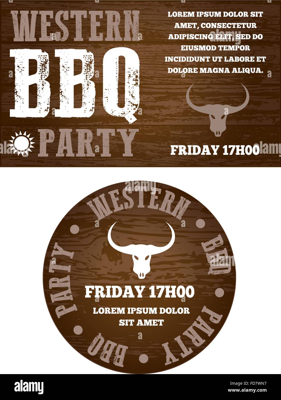 Western BBQ party invitation Stock Vector
