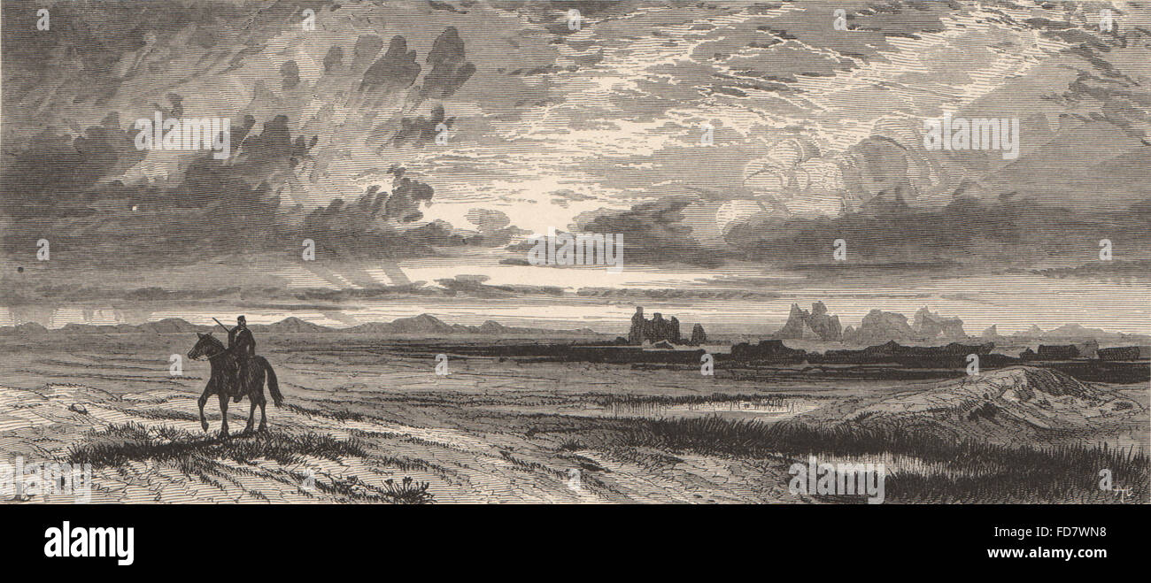 WYOMING: Red Buttes, Laramie Plains, antique print 1874 Stock Photo