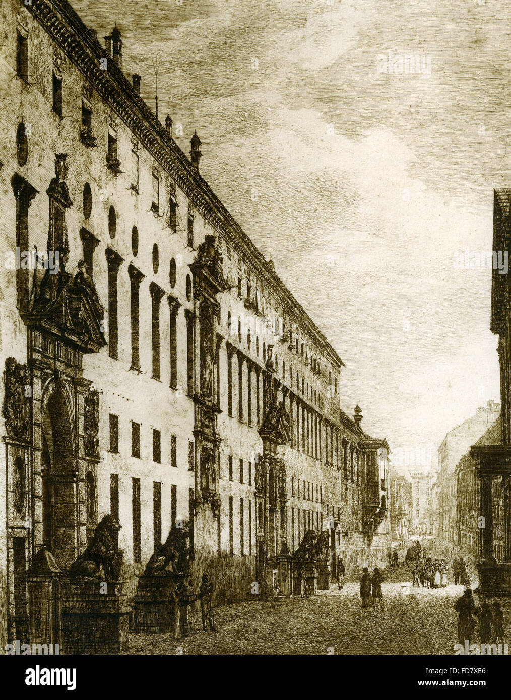 Residenzstrasse in Munich, 1810 Stock Photo