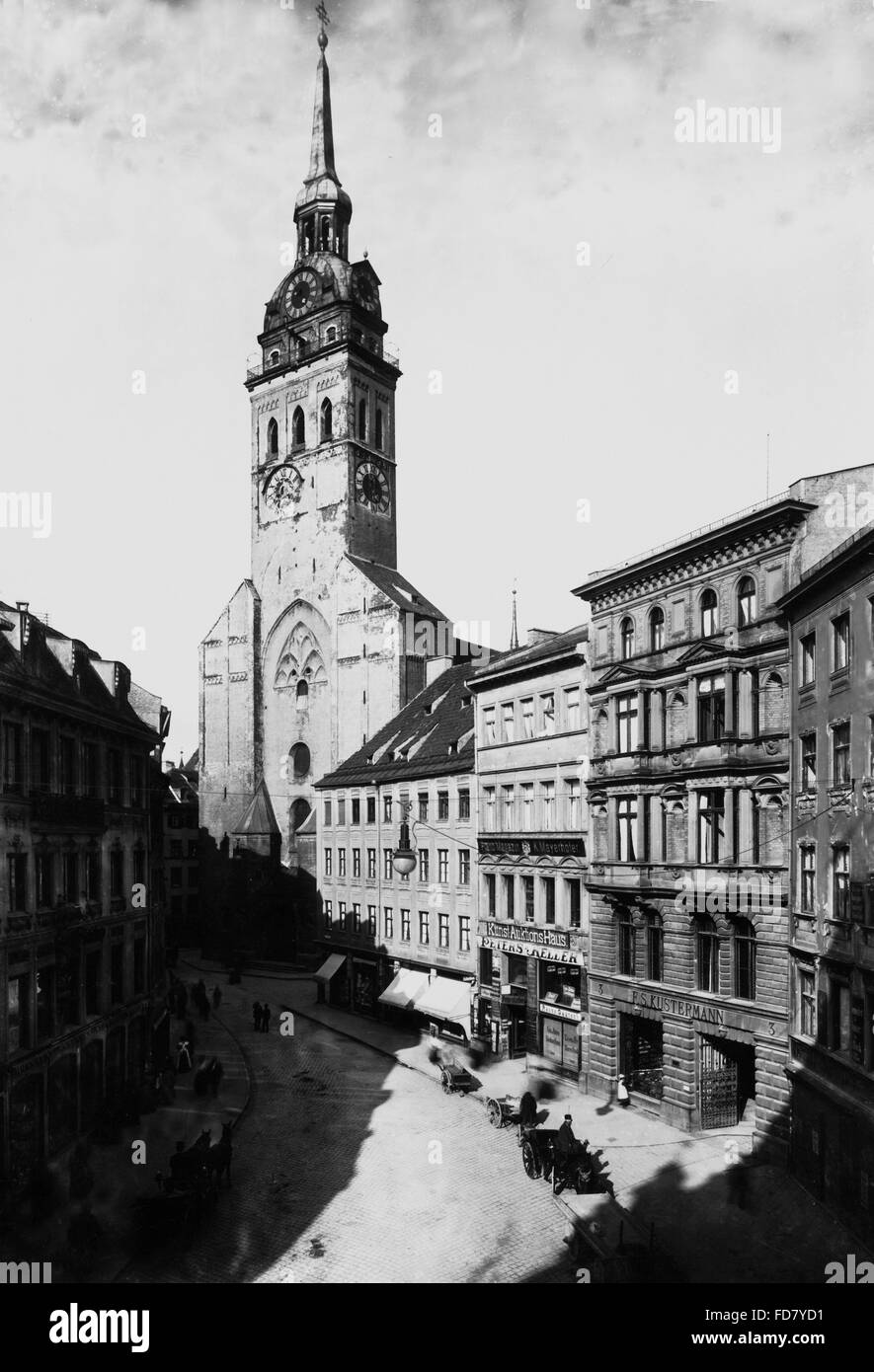 St.Peter (Old Peter) in Munich around 1890 Stock Photo