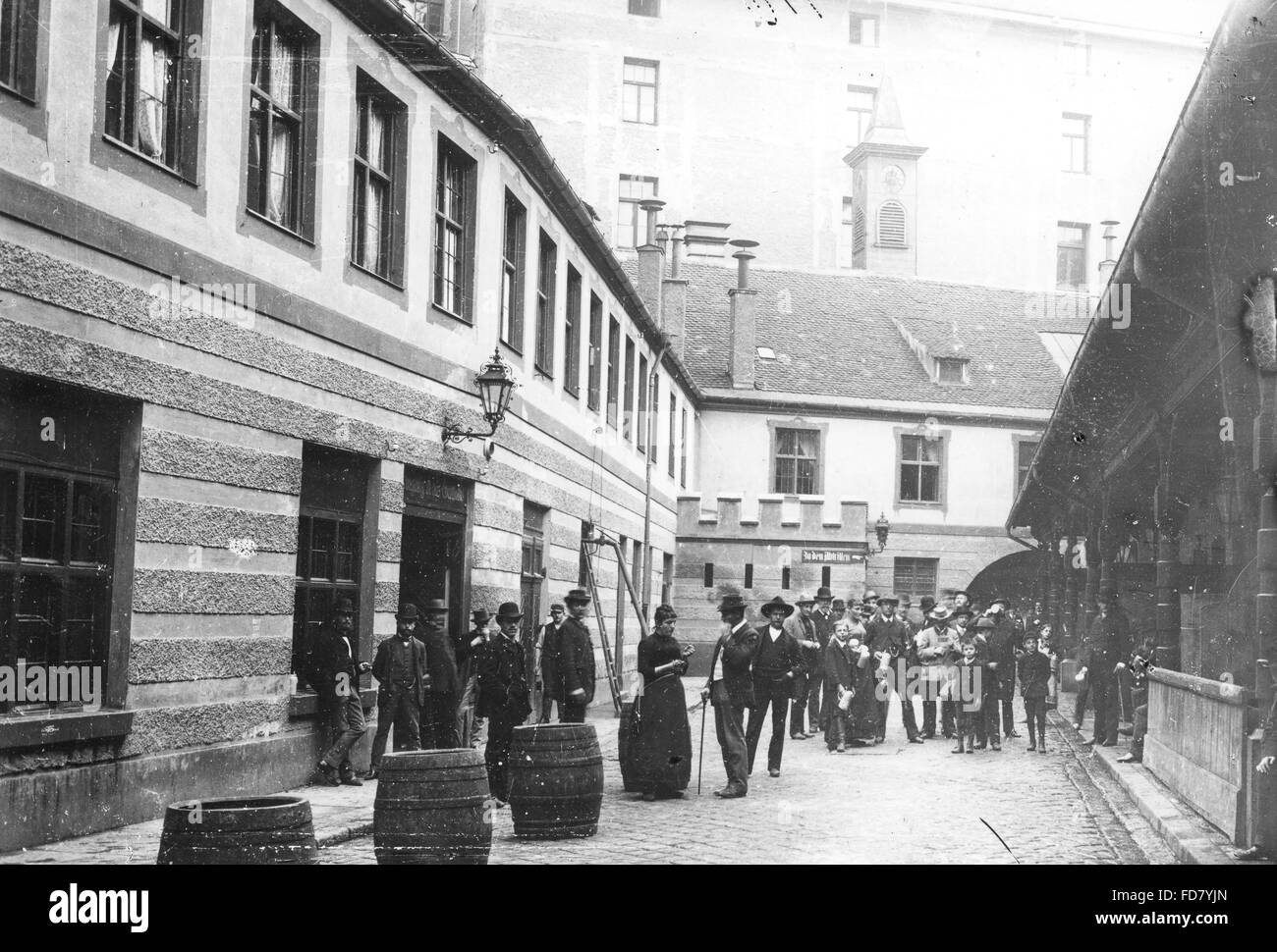 Courtyard of the Hofbraeuhaus in Munich, 1885 Stock Photo