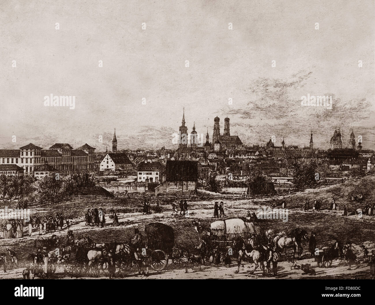 Cityscape of Munich, 1810 Stock Photo