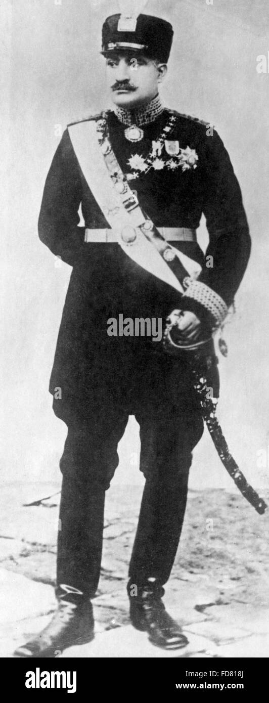 Portrait of Reza Shah Pahlavi, 1926 Stock Photo