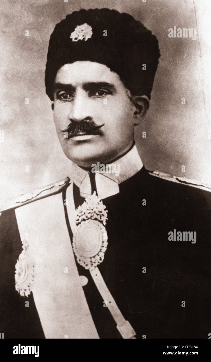 Portrait of Reza Shah Pahlavi, 1926 Stock Photo