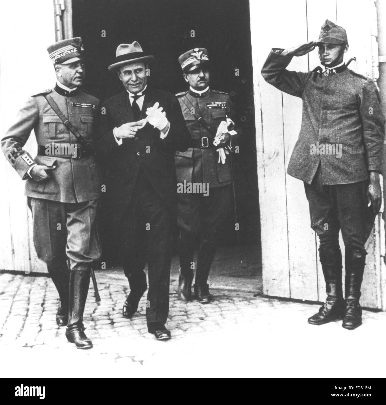 Pietro Badoglio and Benito Mussolini, 1928 Stock Photo