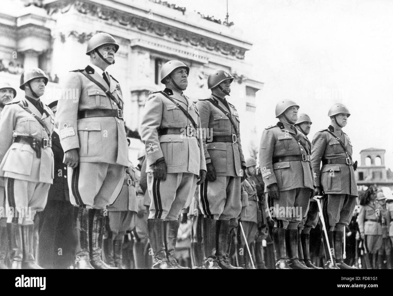 Italian generals and politicians on the 'Day of the Army' in Rome, 1940 Stock Photo