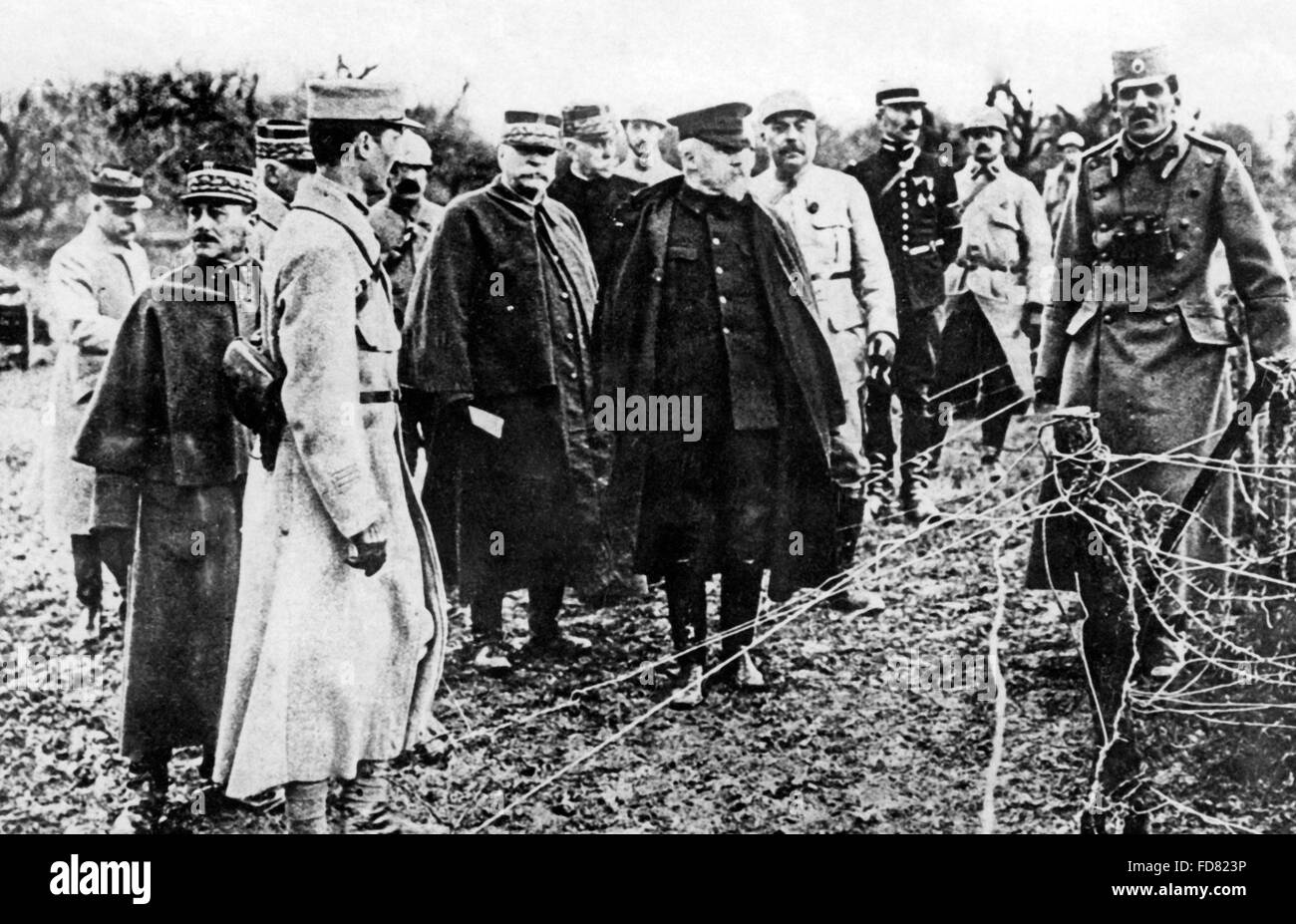 Poincare, Joffre and Crown Prince Alexander I, 1916 Stock Photo