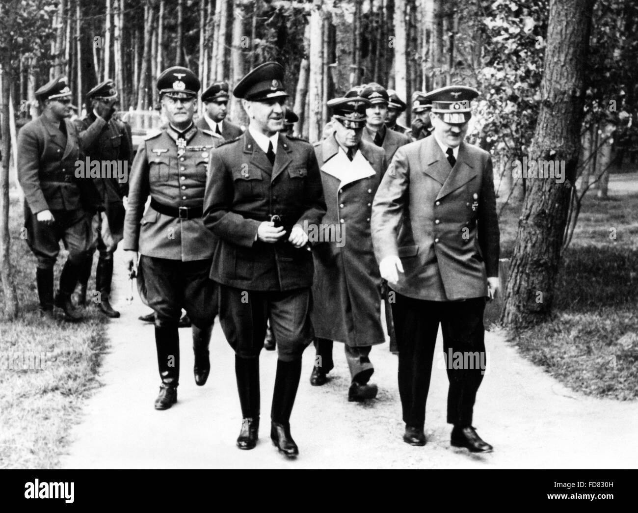 Adolf Hitler with Ante Pavelic at the Wolfschanze, 1942 Stock Photo