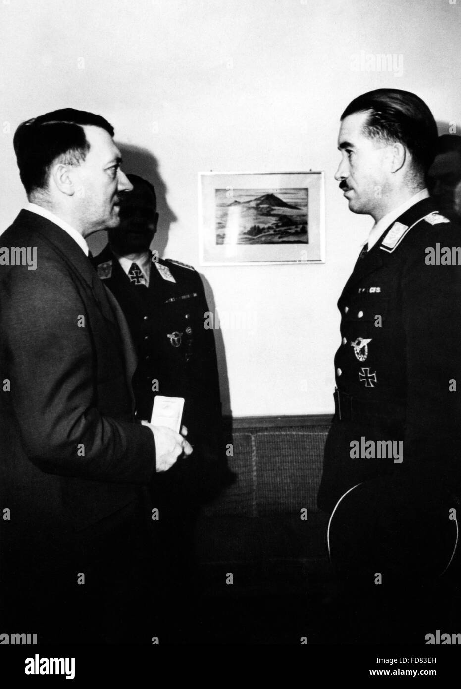 Adolf Hitler awards Colonel Galland, 1941 Stock Photo