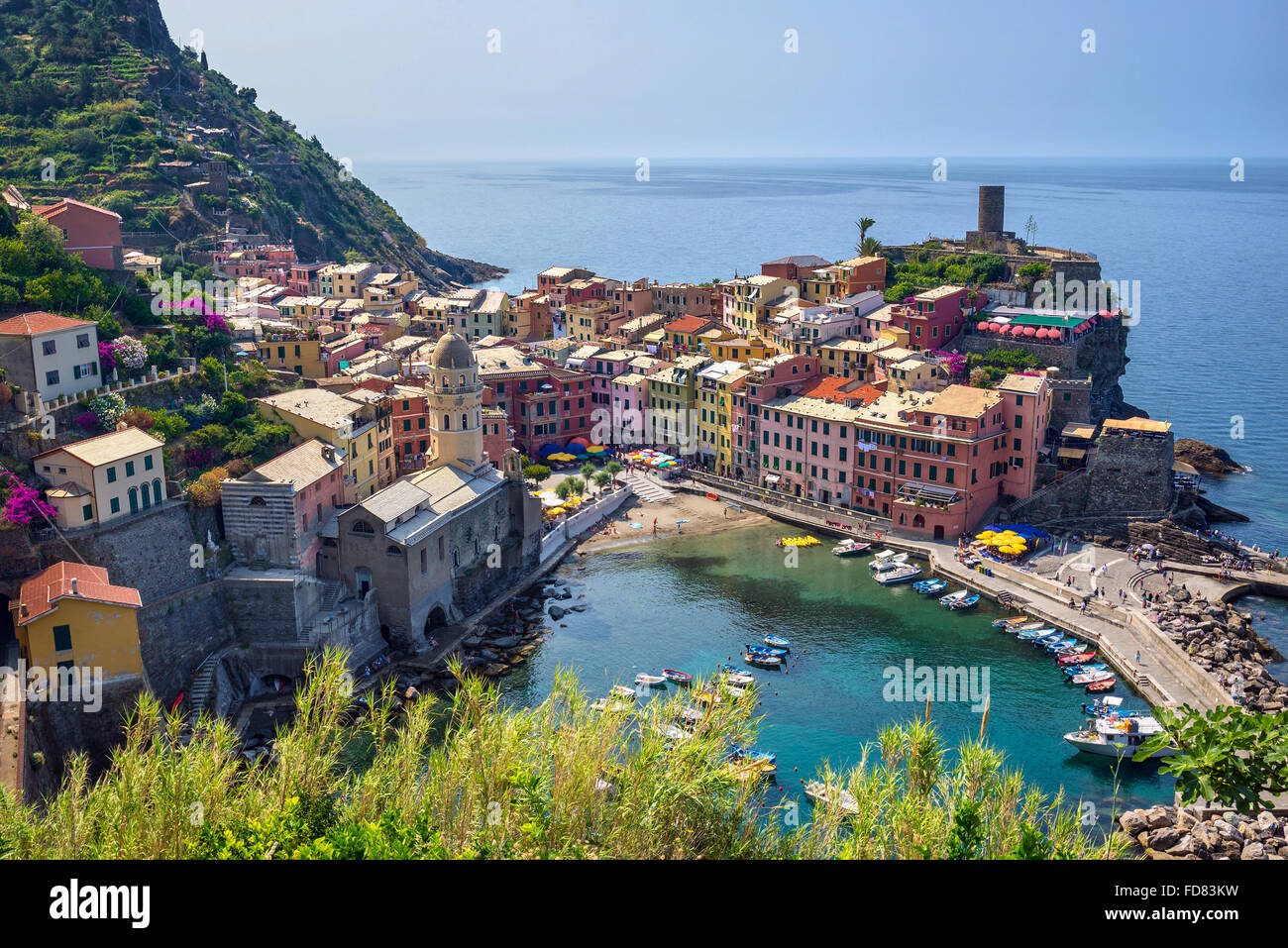 View of Vernazza village , Cinque Terre , Italy Stock Photo