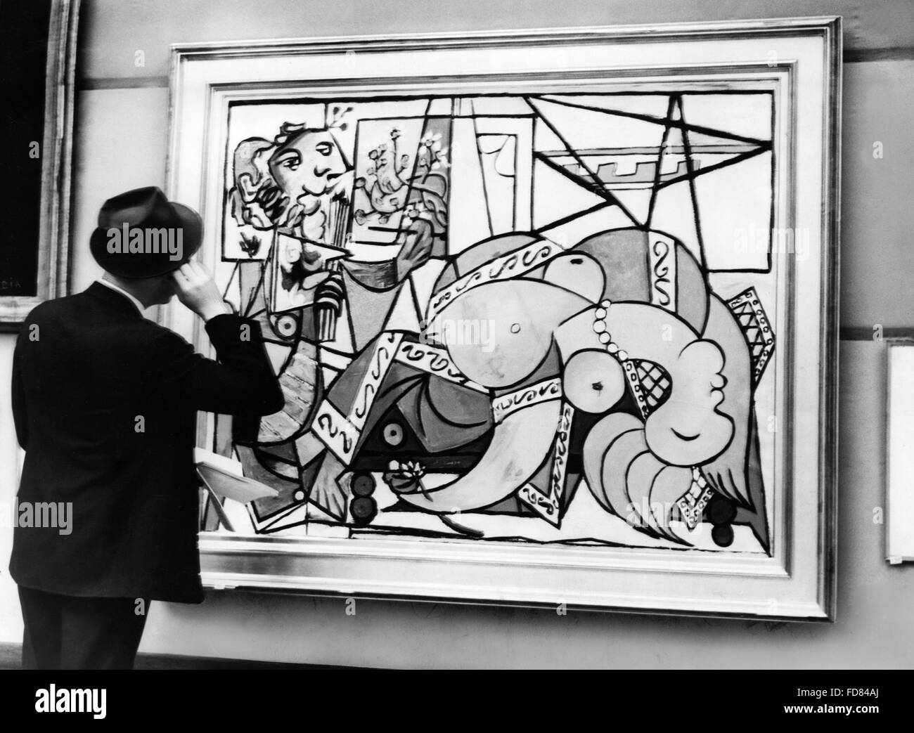 Paintig of Max Ernst at an exhibition in London, 1936 Stock Photo