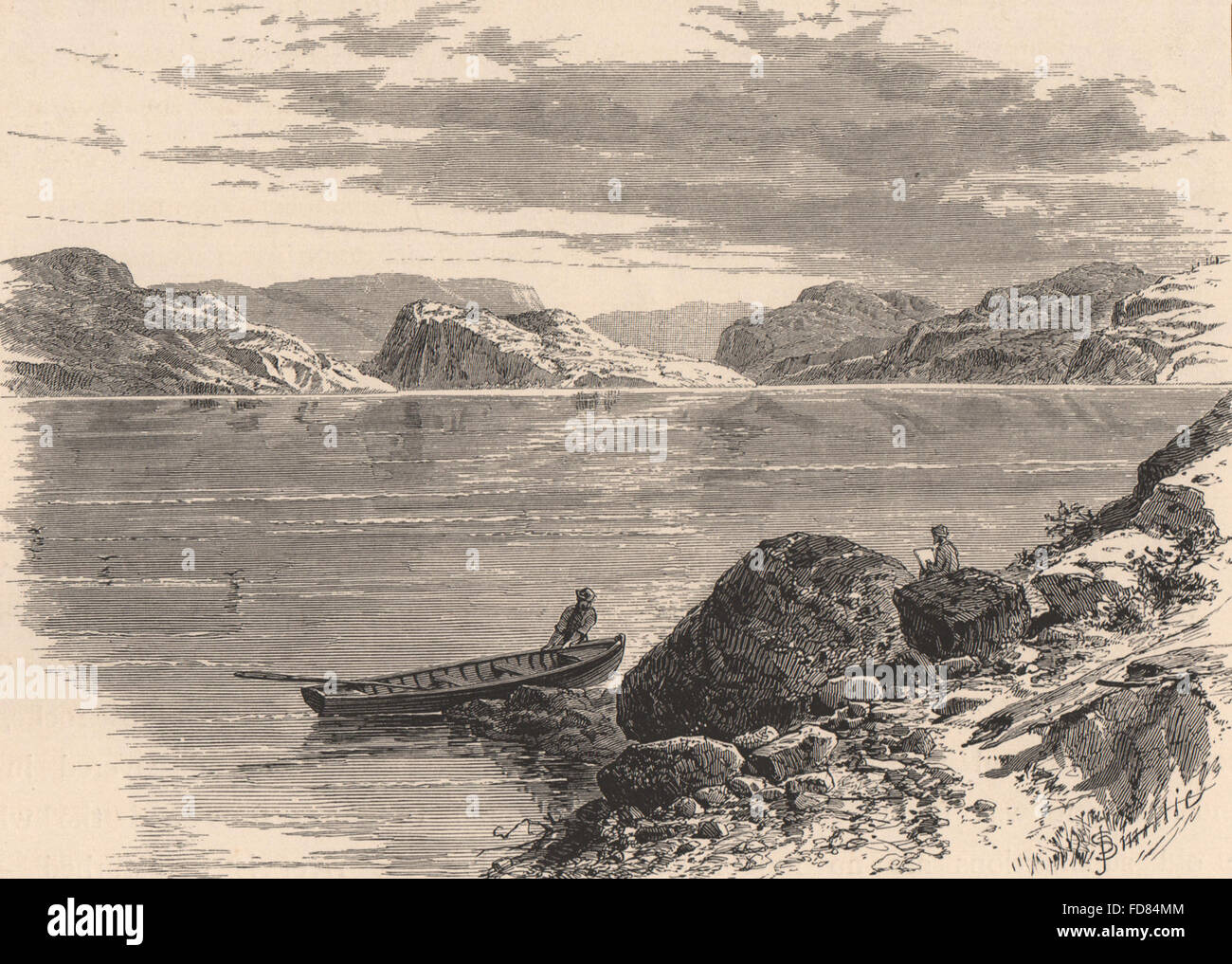 QUEBEC: St. Louis Island, from West Bank of Saguenay, antique print 1874 Stock Photo