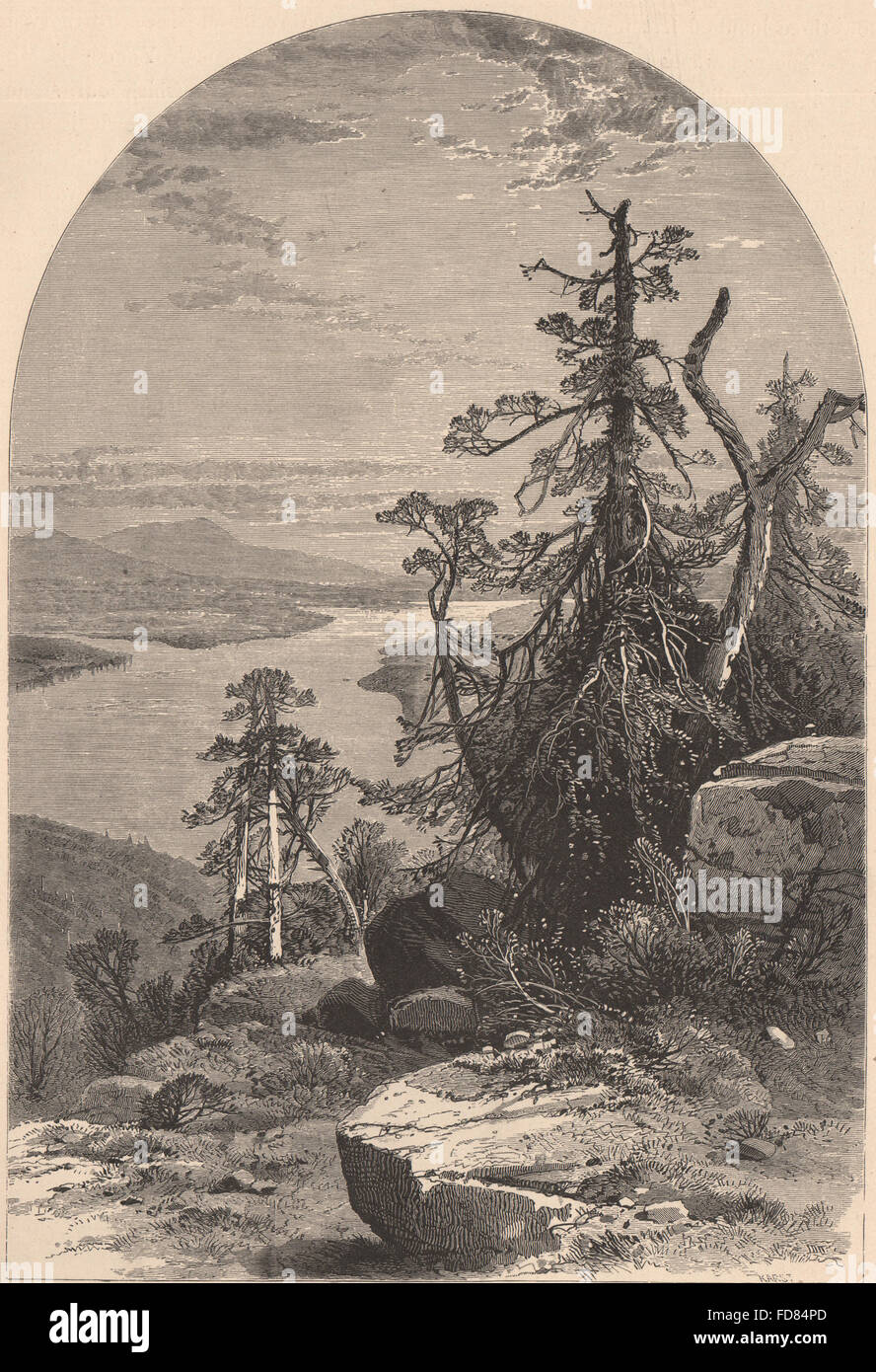 LAKE MEMPHREMAGOG: North from Owl's head. Quebec, antique print 1874 Stock Photo