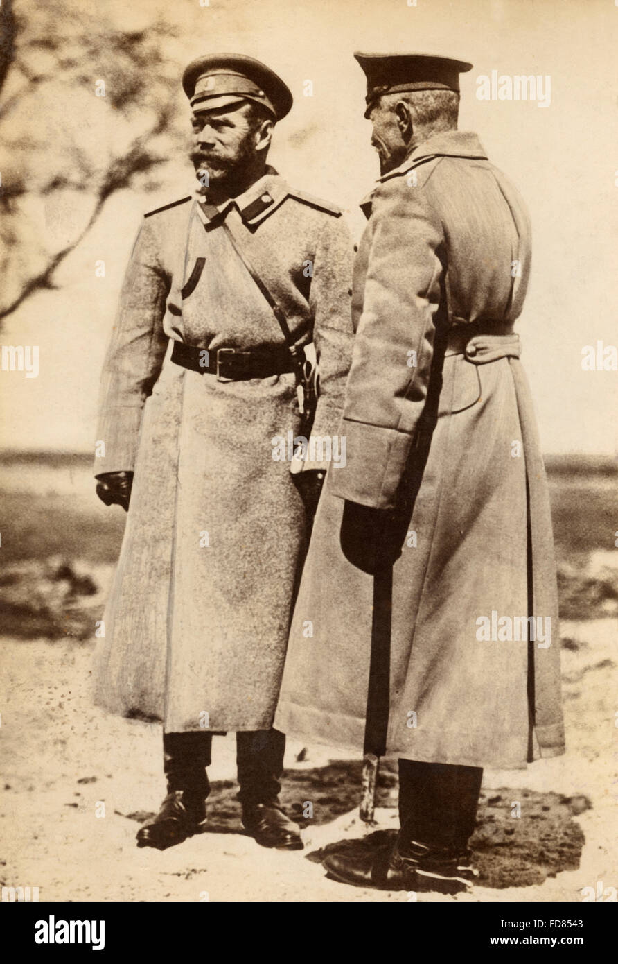 Tsar Nicholas II with General Brusilov, 1916 Stock Photo
