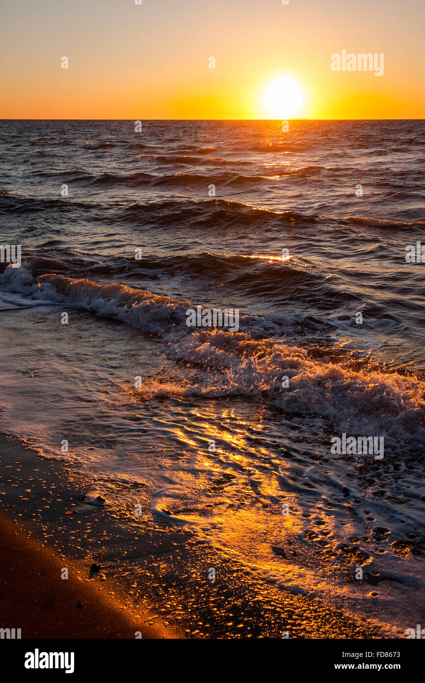 sunset over Aegean sea Stock Photo