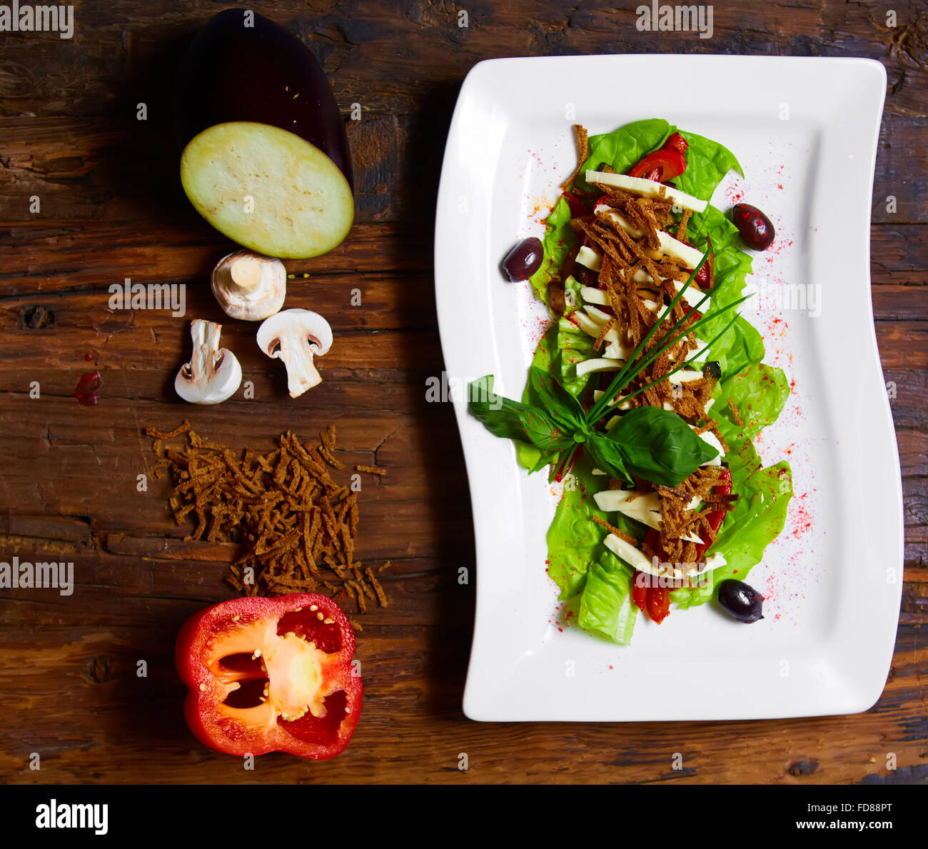 aubergine,mozzarella and tomato with basil Stock Photo Alamy