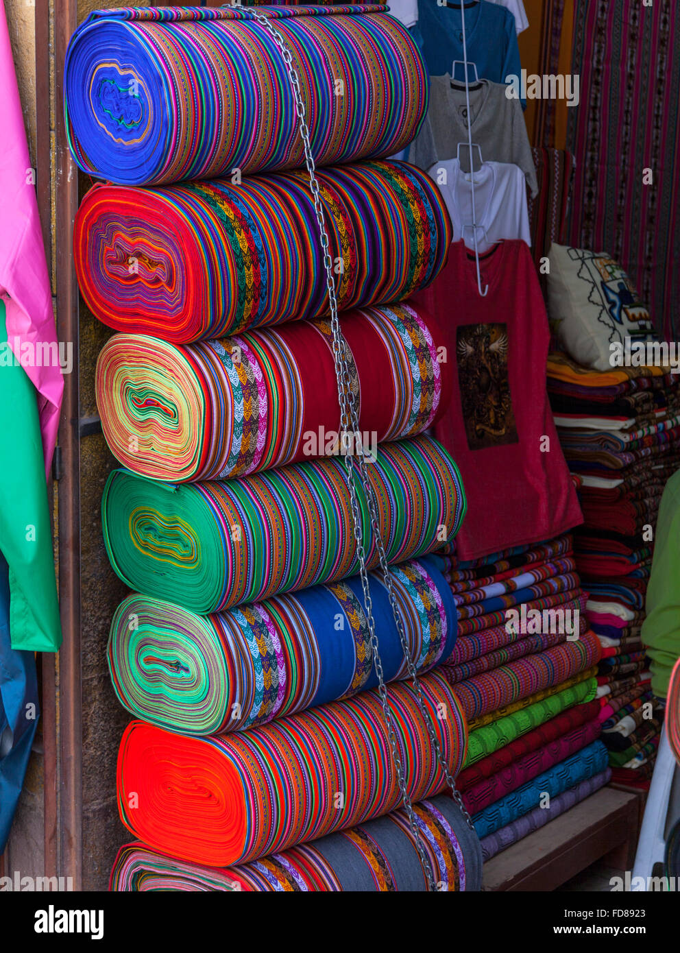Colourful fabrics. Stock Photo