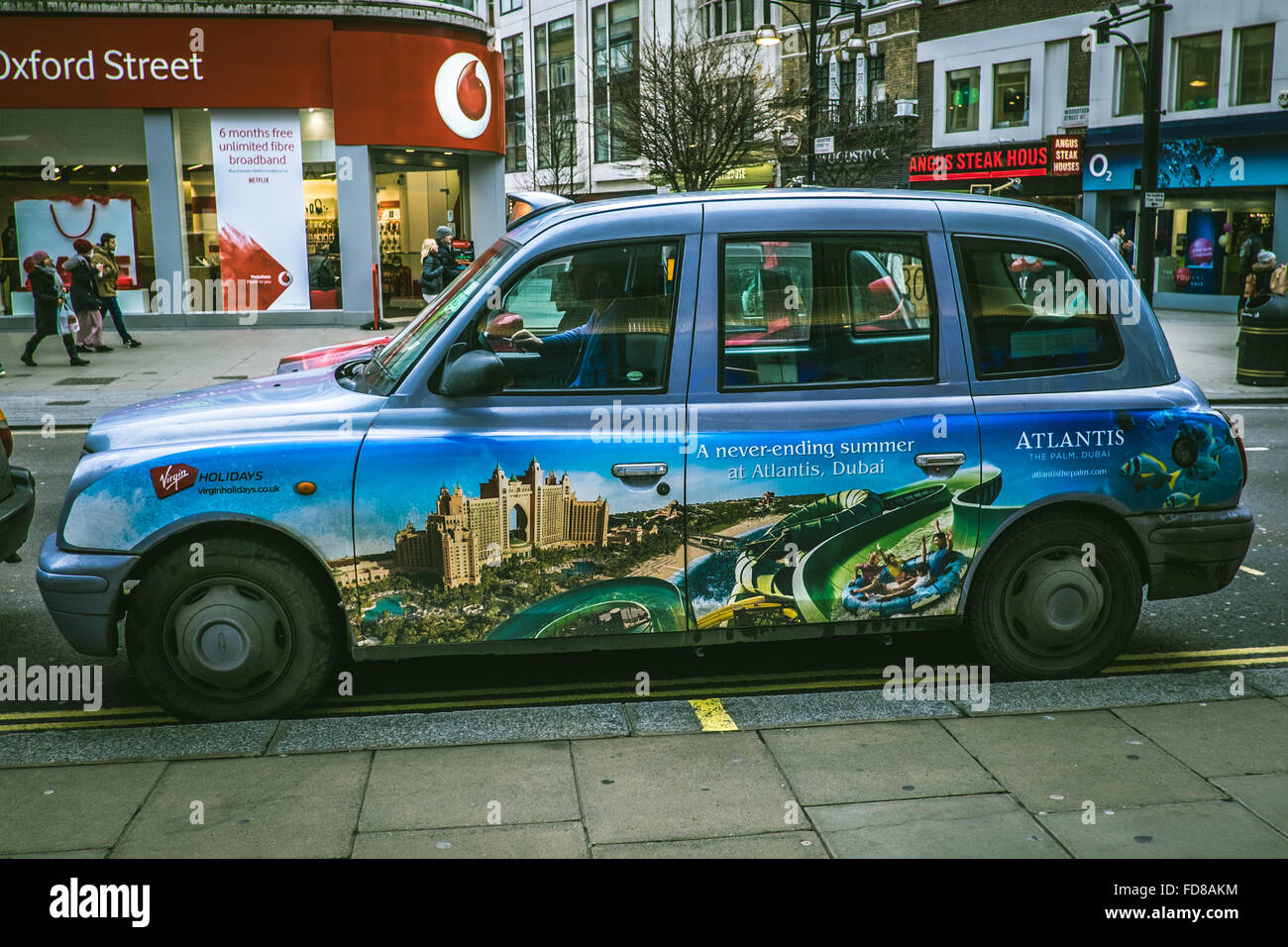 London Taxi Cab in Oxford Street Stock Photo