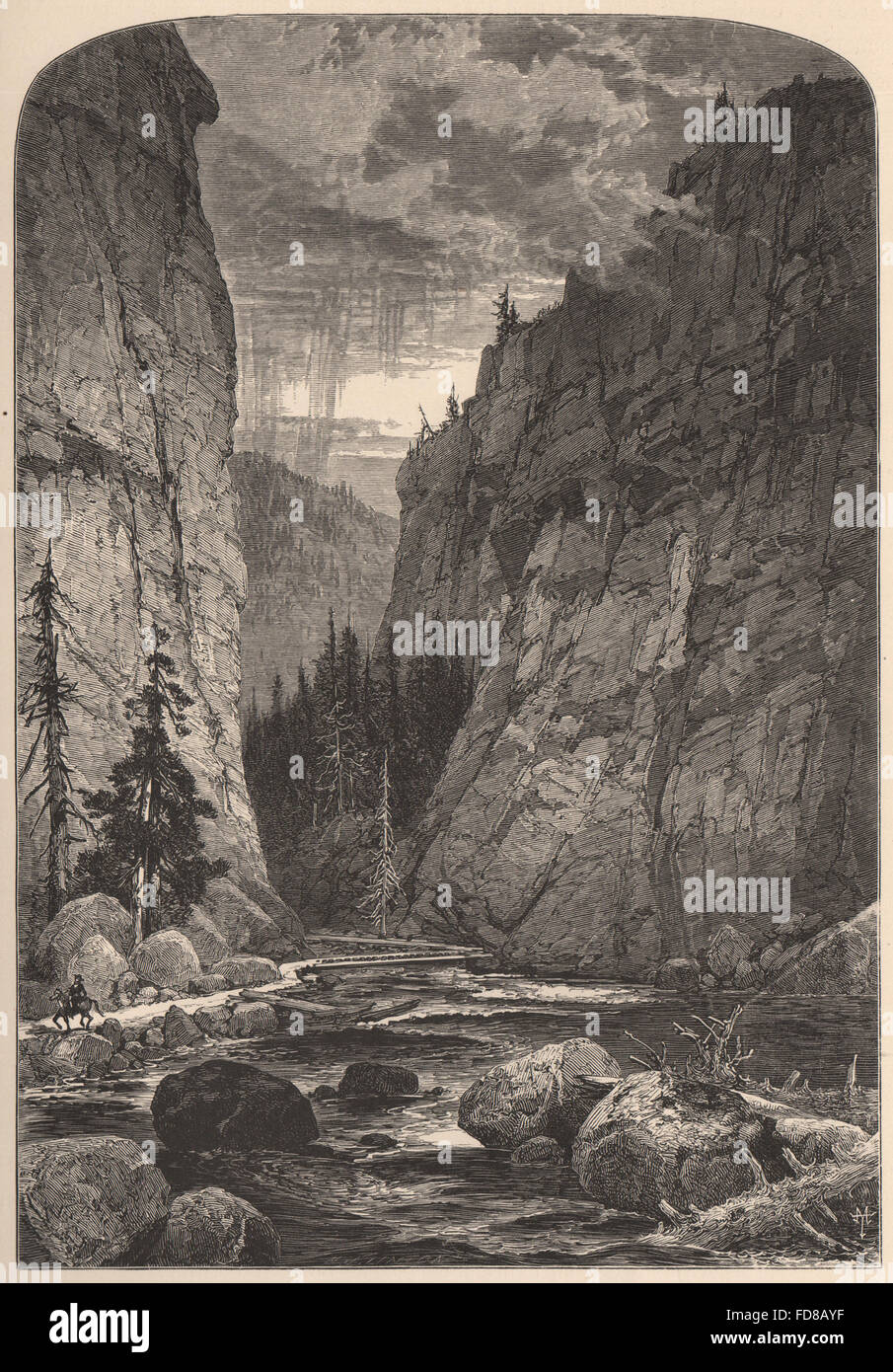 COLORADO: Boulder Canyon. Rocky Mountains, antique print 1874 Stock Photo