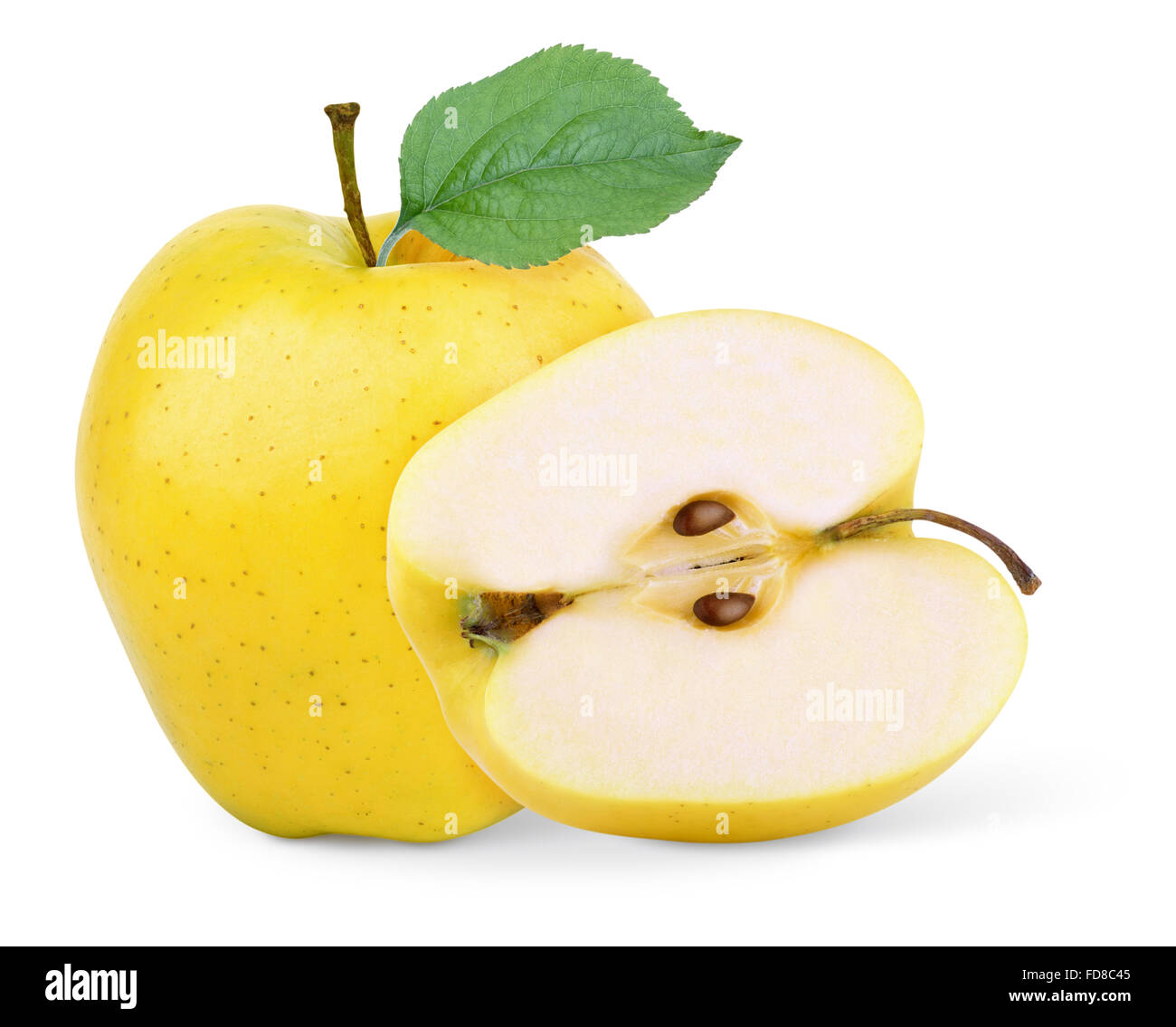 yellow apple fruits isolated on white background Stock Photo