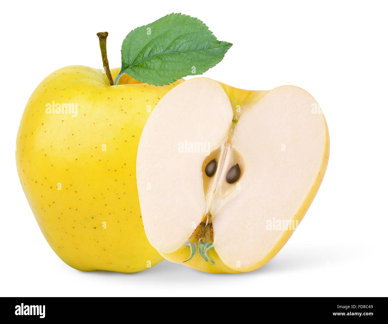 yellow apple fruits isolated on white background Stock Photo