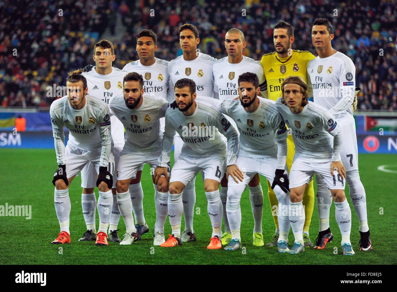 Real Madrid team during football match between FC Shakhtar Donetsk and Real  Madrid CF. UEFA Champions league 2015-2016 Stock Photo - Alamy