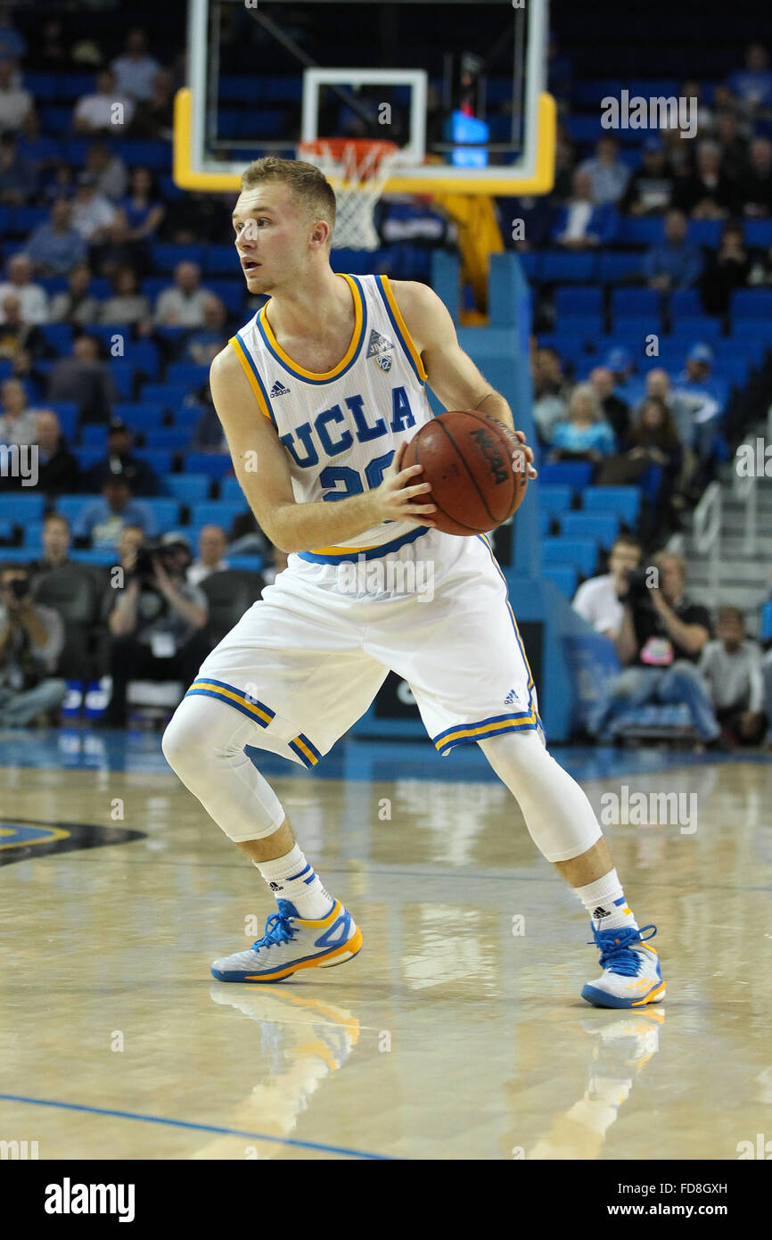Los Angeles, CA, USA. 28th Jan, 2016. Bryce Alford moving the ball around the court in game a between UCLA Bruins Vs Washington Huskies at the Pauley Pavilion in Los Angeles, CA. Jordon Kelly/CSM/Alamy Live News Stock Photo