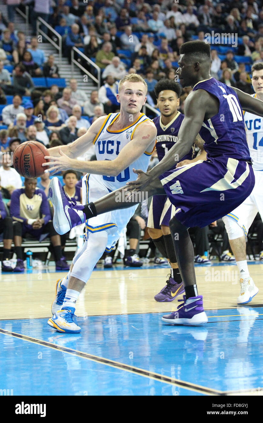 Los Angeles, CA, USA. 28th Jan, 2016. Bryce Alford moving the ball around in game a between UCLA Bruins Vs Washington Huskies at the Pauley Pavilion in Los Angeles, CA. Jordon Kelly/CSM/Alamy Live News Stock Photo