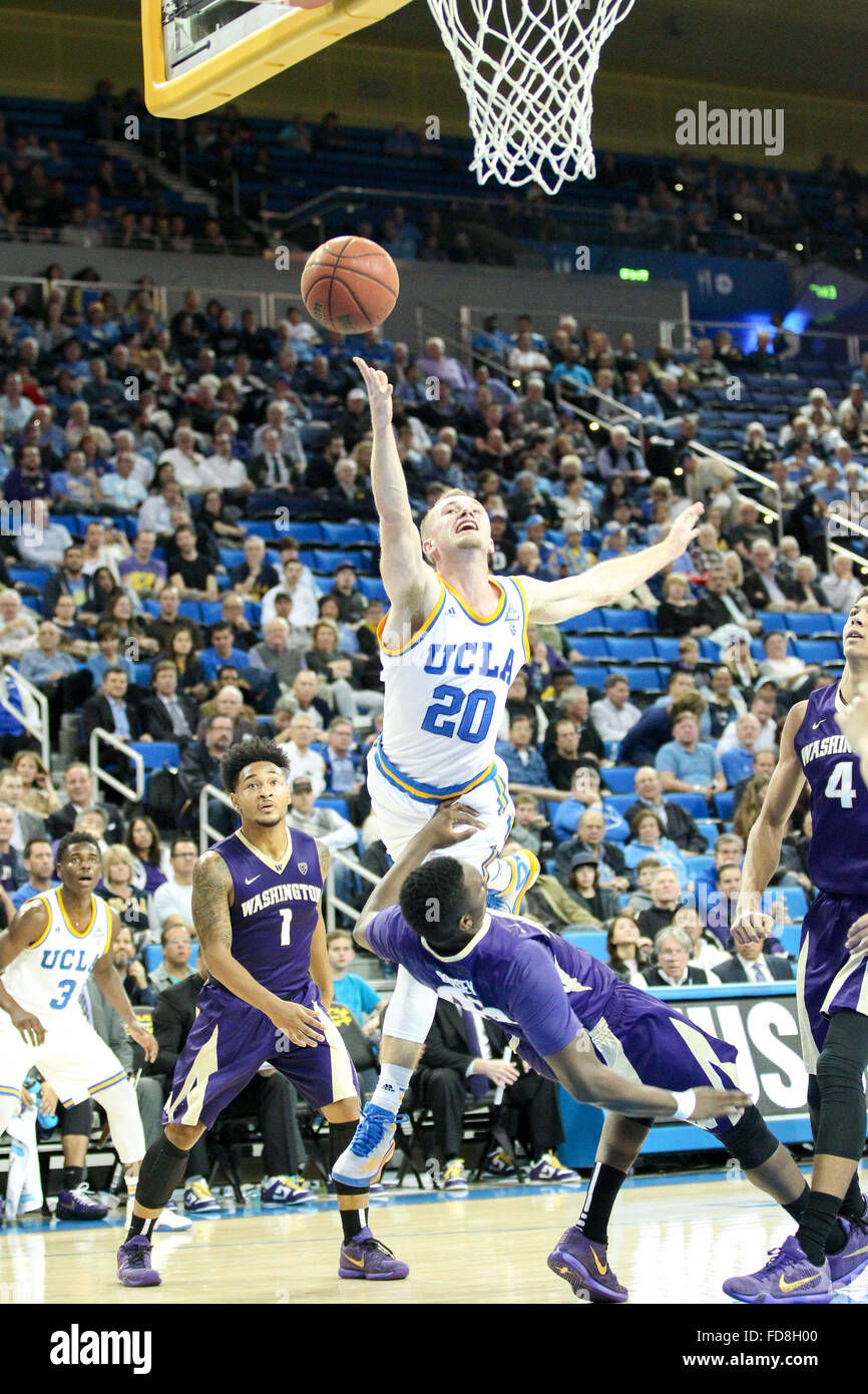 Los Angeles, CA, USA. 28th Jan, 2016. Bryce Alford attempting to shoot a layup in game a between UCLA Bruins Vs Washington Huskies at the Pauley Pavilion in Los Angeles, CA. Jordon Kelly/CSM/Alamy Live News Stock Photo