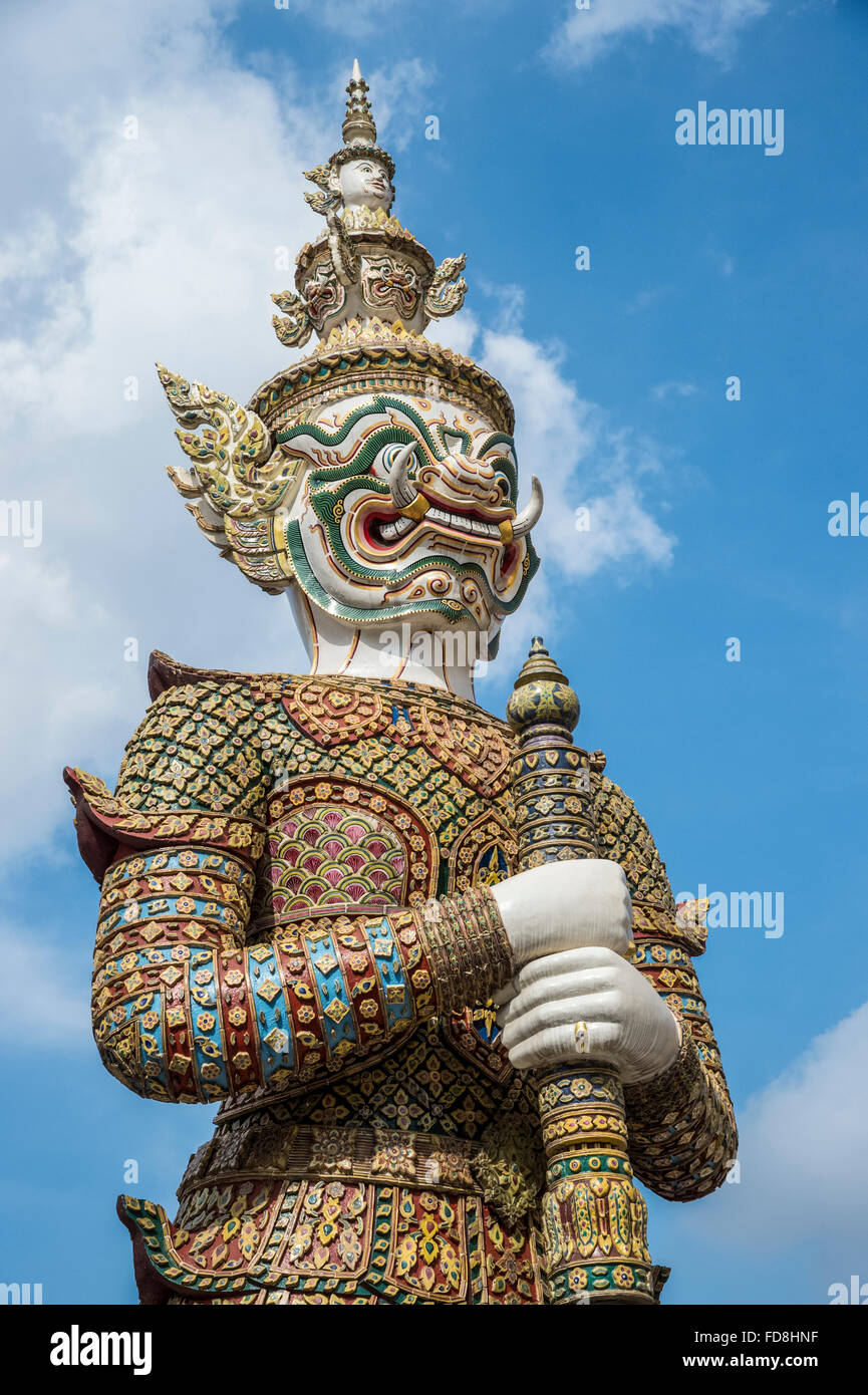 Royal Palace and Wat Phra Keo, Temple of the Emerald Buddha Hanuman mythical temple guards Stock Photo