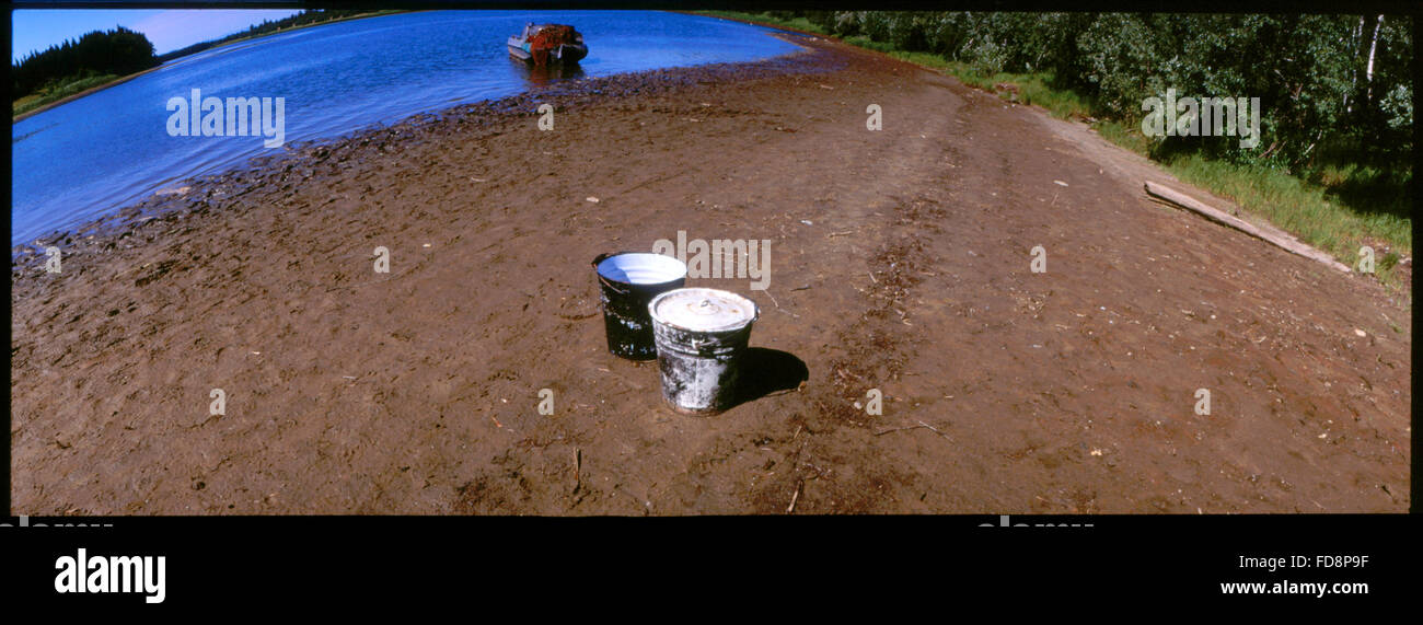 Buckets On Sand At Beach Stock Photo Alamy