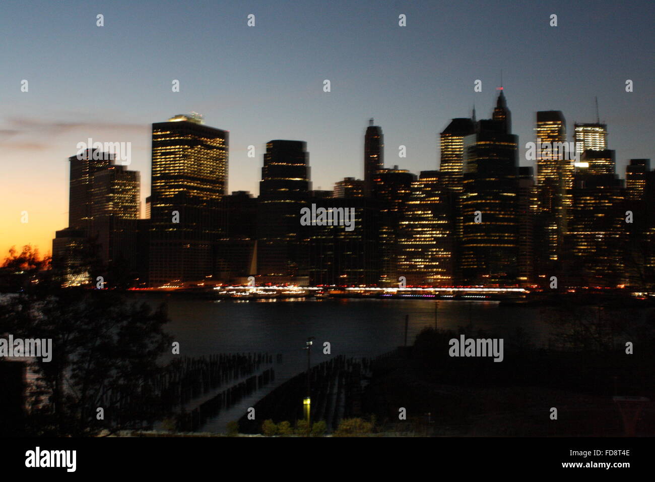 New York City skyline from Brooklyn during the sunset Stock Photo Alamy