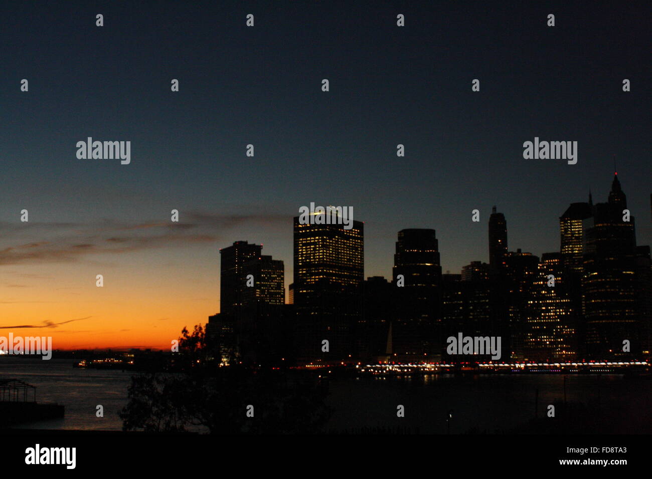 New York City skyline from Brooklyn during the sunset Stock Photo Alamy