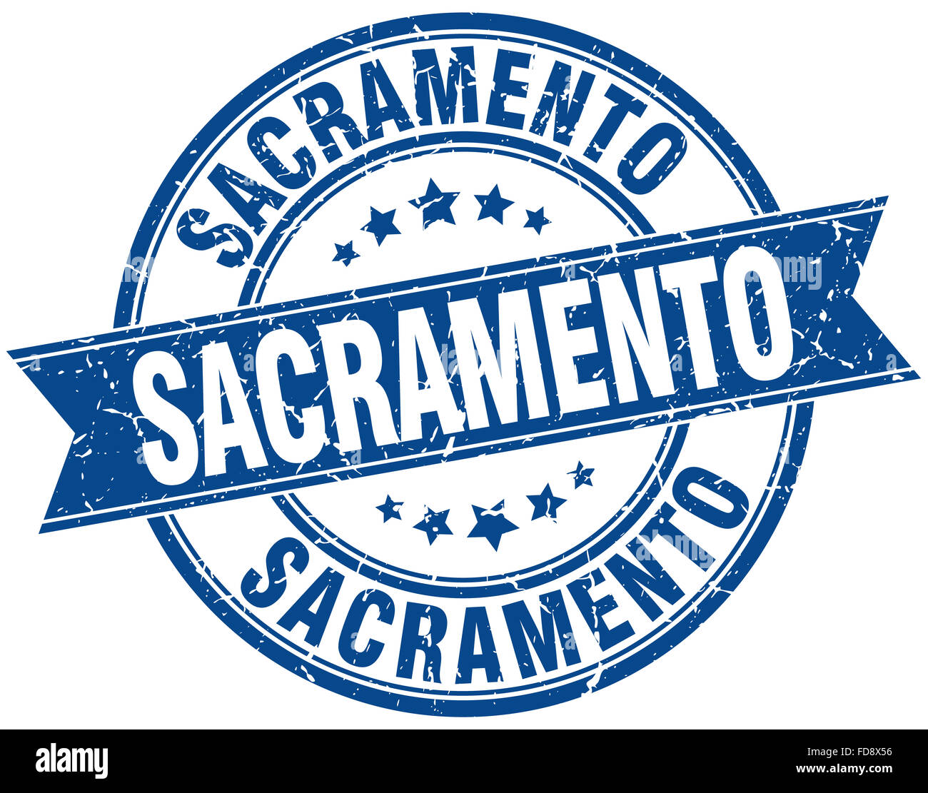 Sacramento blue round grunge vintage ribbon stamp Stock Photo - Alamy