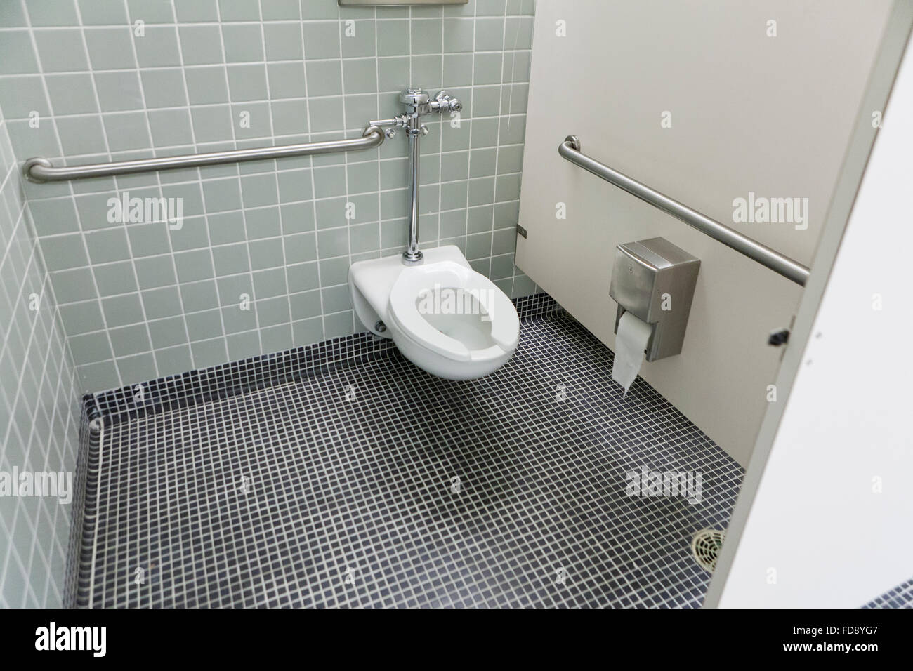 Accessible toilet in public restroom - USA Stock Photo