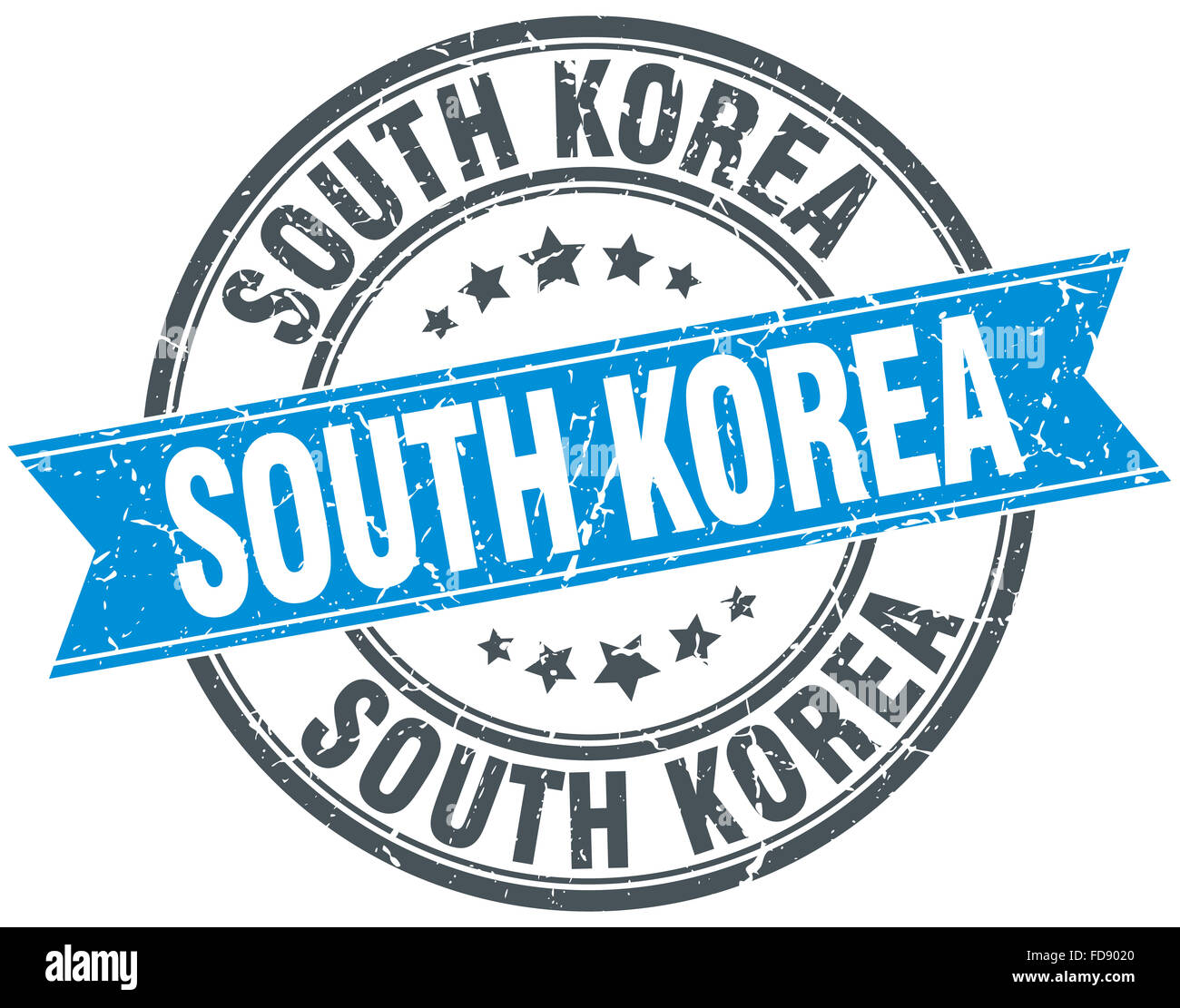 South Korea blue round grunge vintage ribbon stamp Stock Photo - Alamy