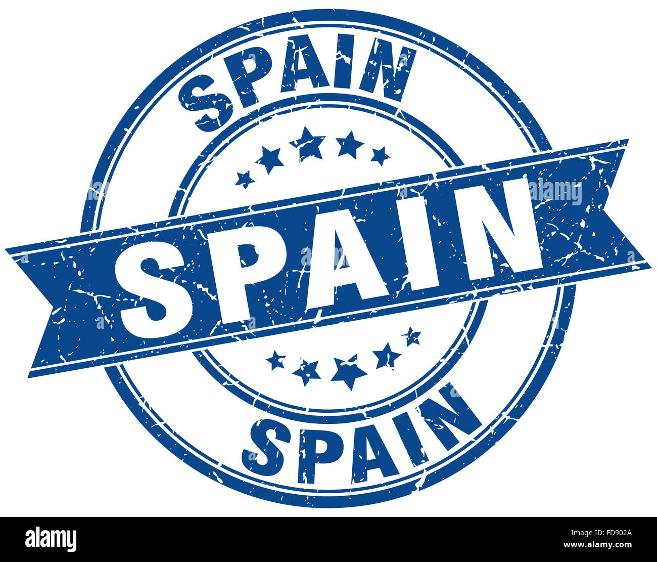 Spain blue round grunge vintage ribbon stamp Stock Photo - Alamy