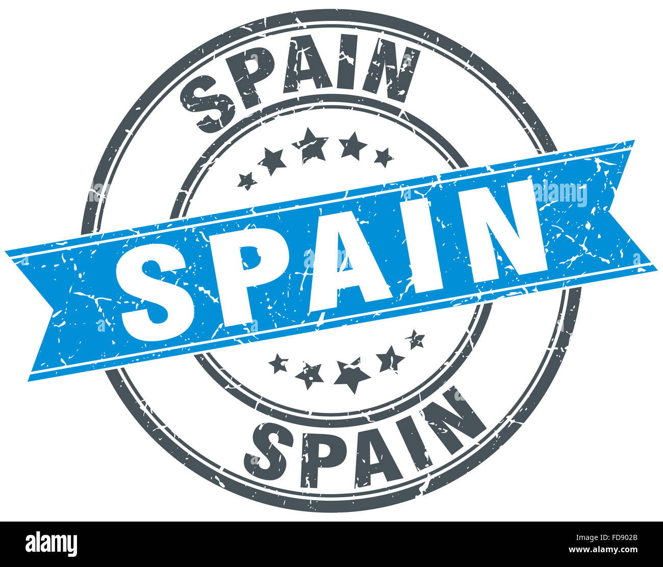 Spain blue round grunge vintage ribbon stamp Stock Photo - Alamy