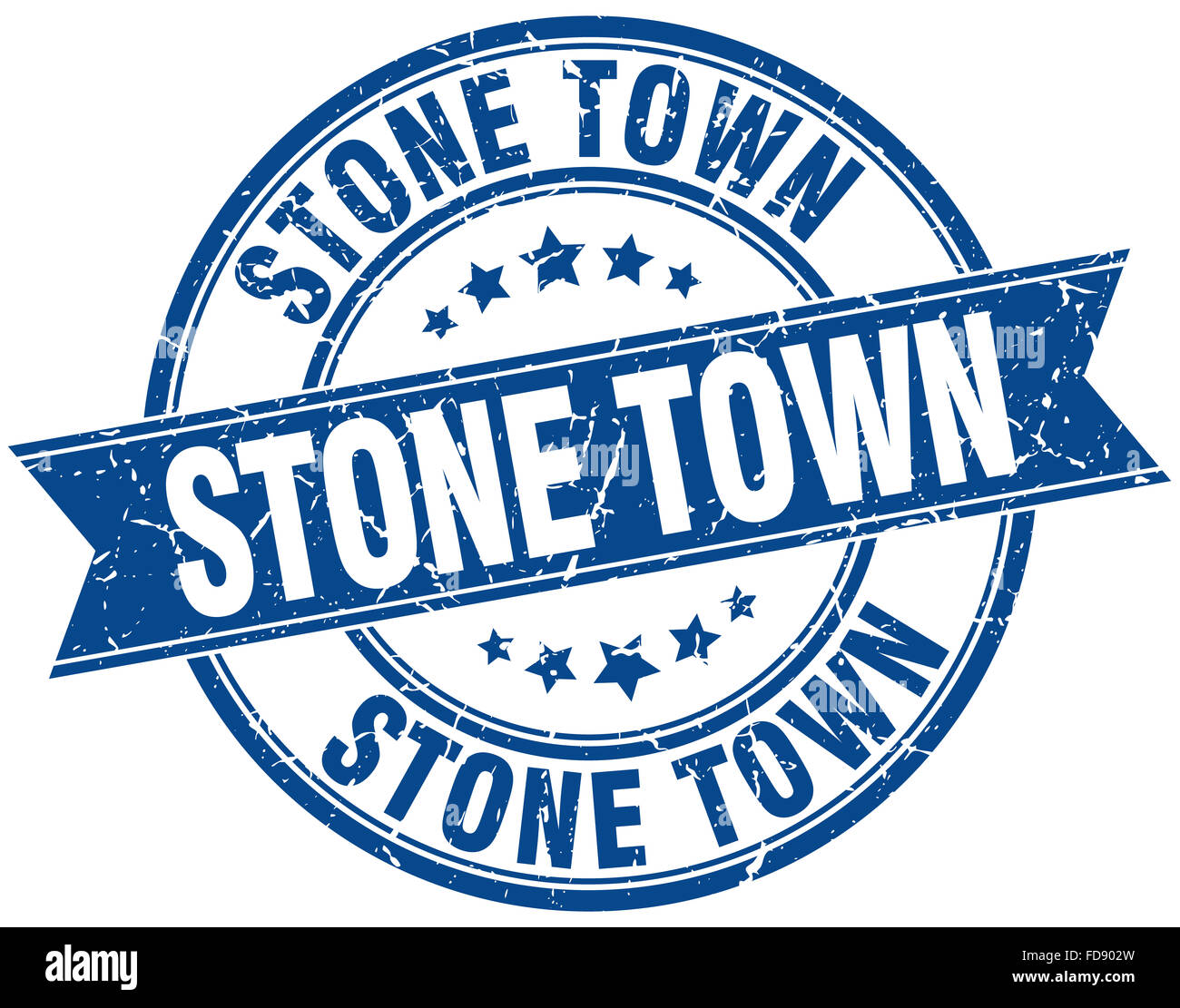 Stone Town blue round grunge vintage ribbon stamp Stock Photo - Alamy
