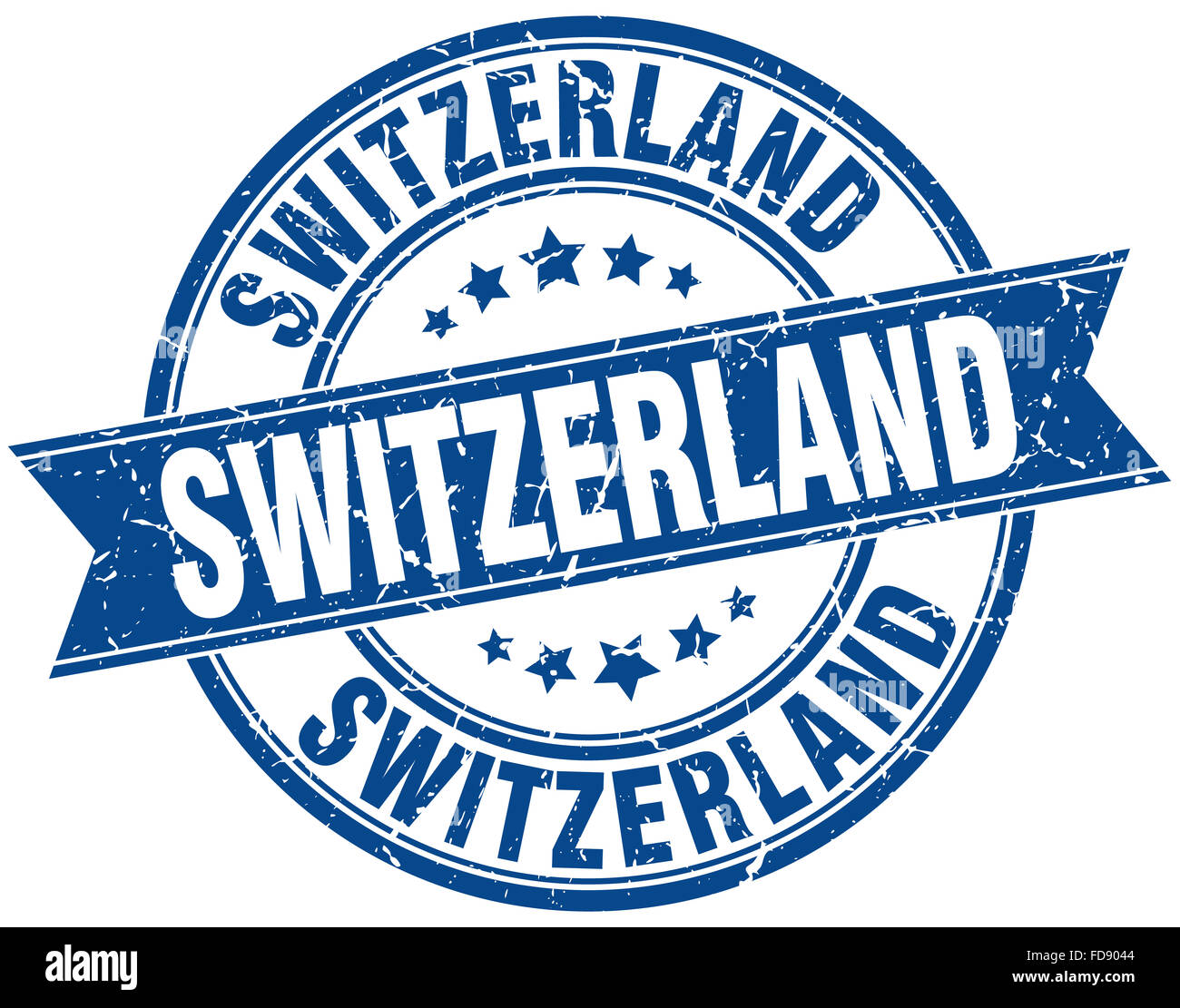 Switzerland blue round grunge vintage ribbon stamp Stock Photo - Alamy
