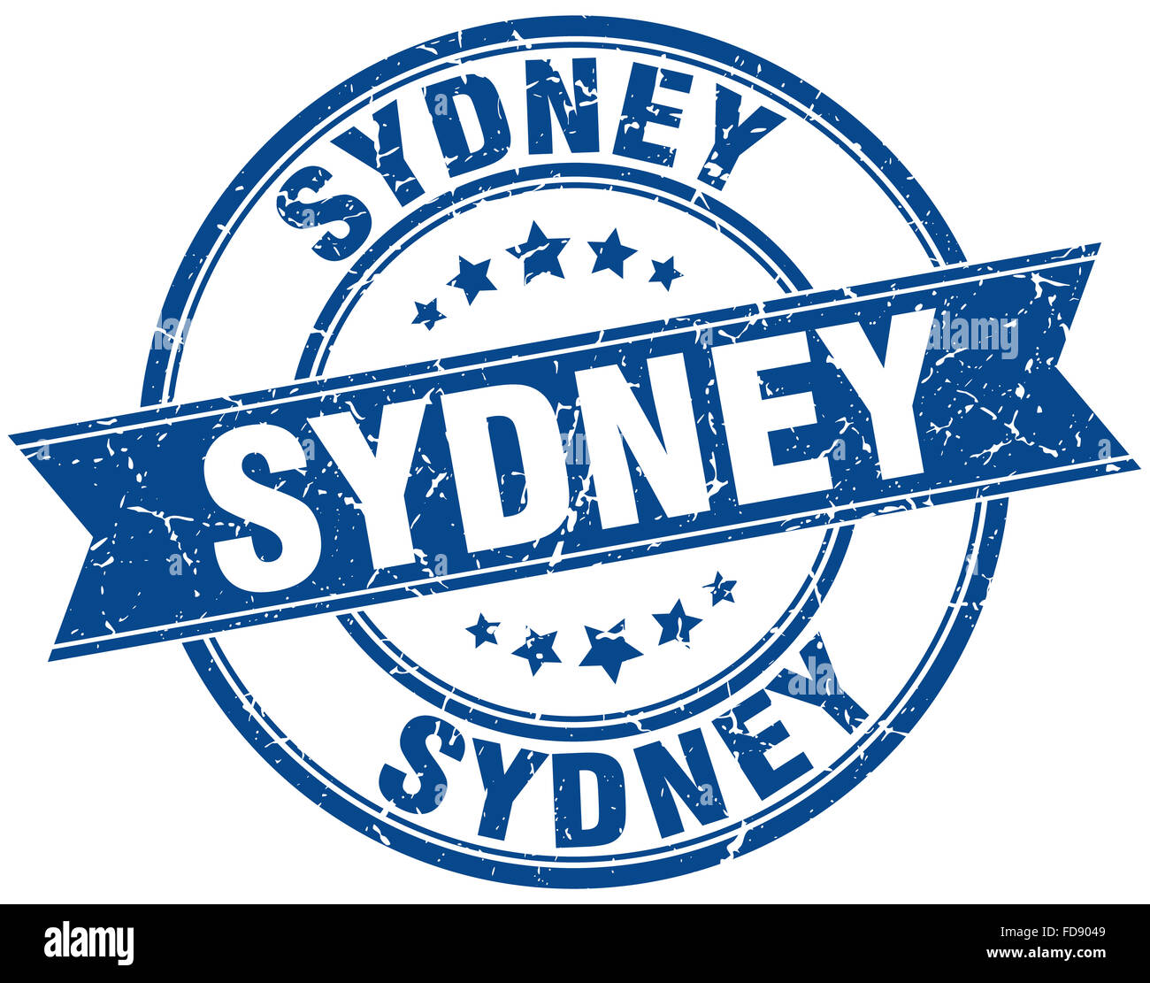 Sydney blue round grunge vintage ribbon stamp Stock Photo - Alamy