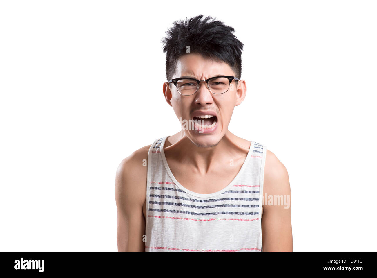 Portrait of young man screaming Stock Photo