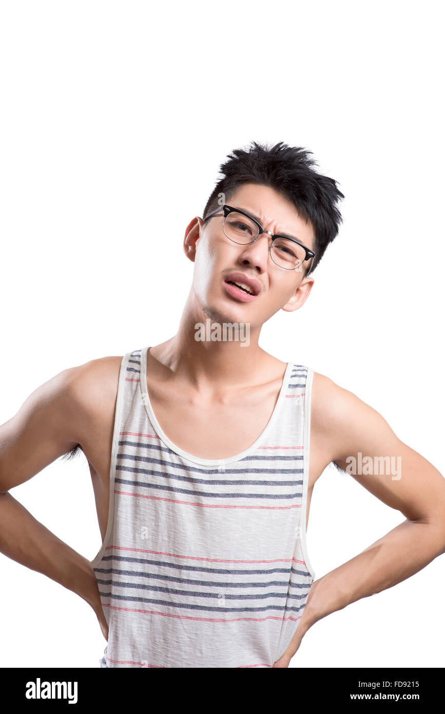Portrait of young man worried Stock Photo