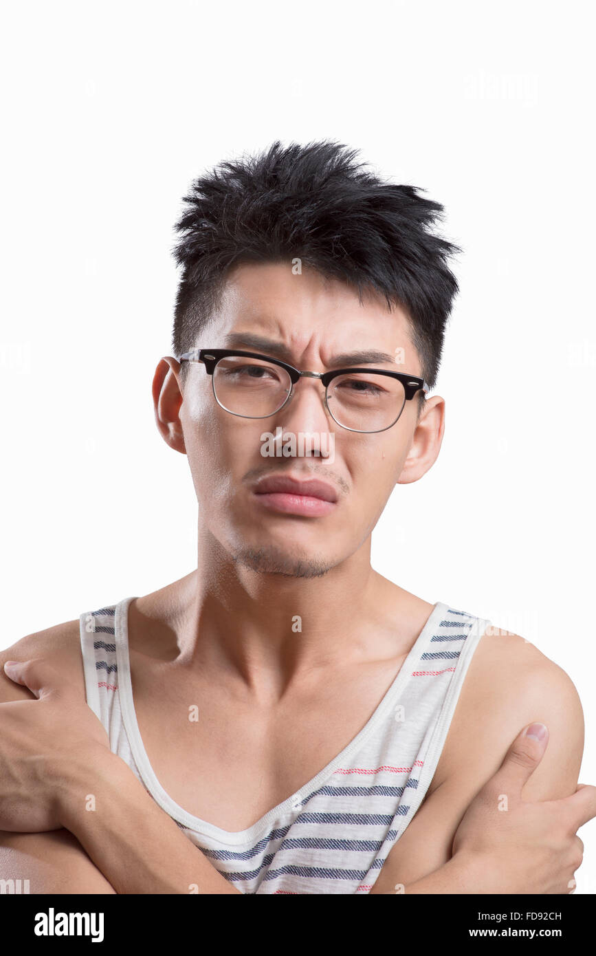 Portrait of young man crying Stock Photo