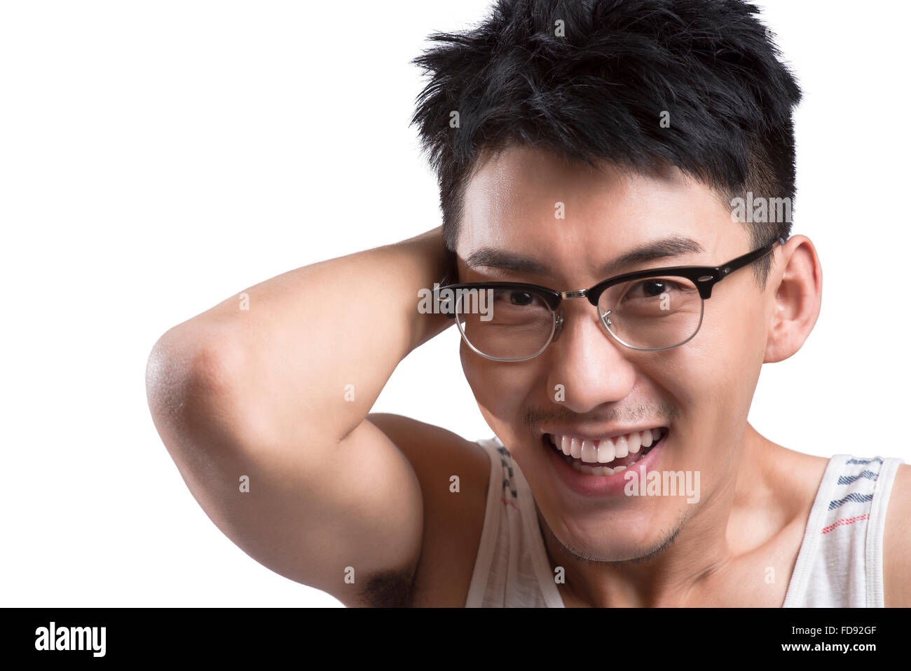Portrait of young man laughing Stock Photo - Alamy